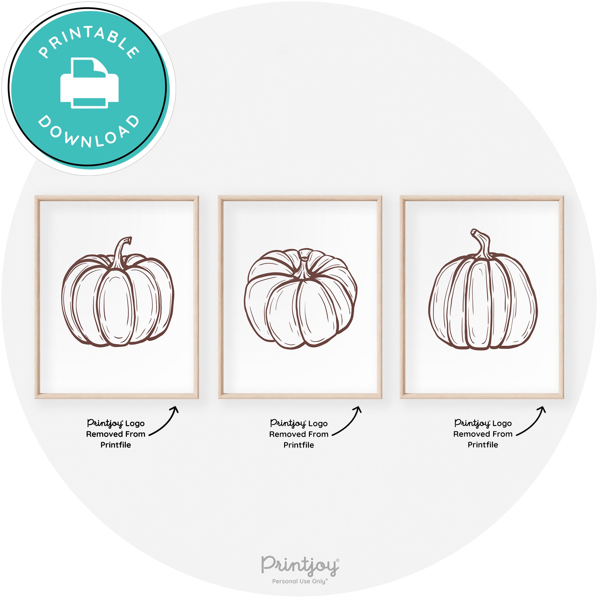 Pumpkin Drawings Set Of 3 Modern Transitional Wall Art Free Printable - Printjoy