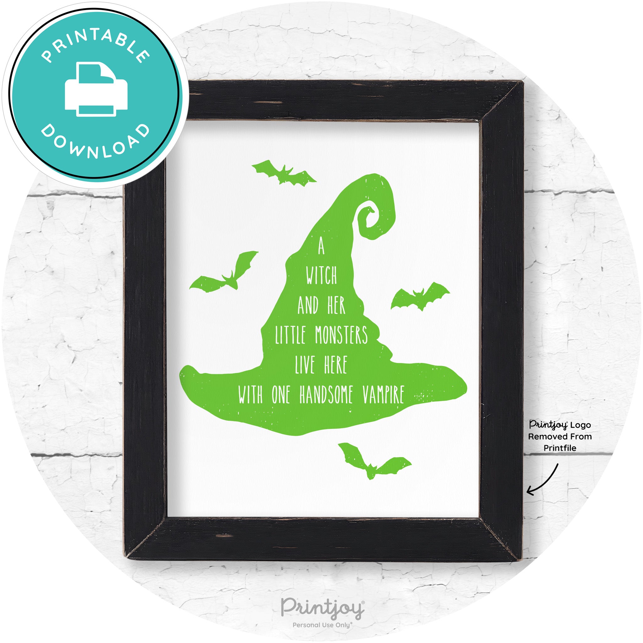 Fun Halloween Family Farmhouse Witch Hat Wall Art Free Printable - Printjoy