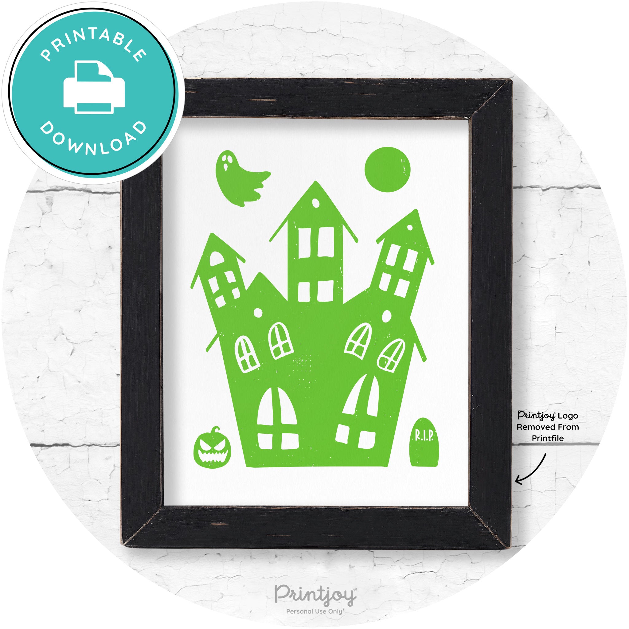 Fun Cute Haunted House Farmhouse Halloween Wall Art Free Printable - Printjoy