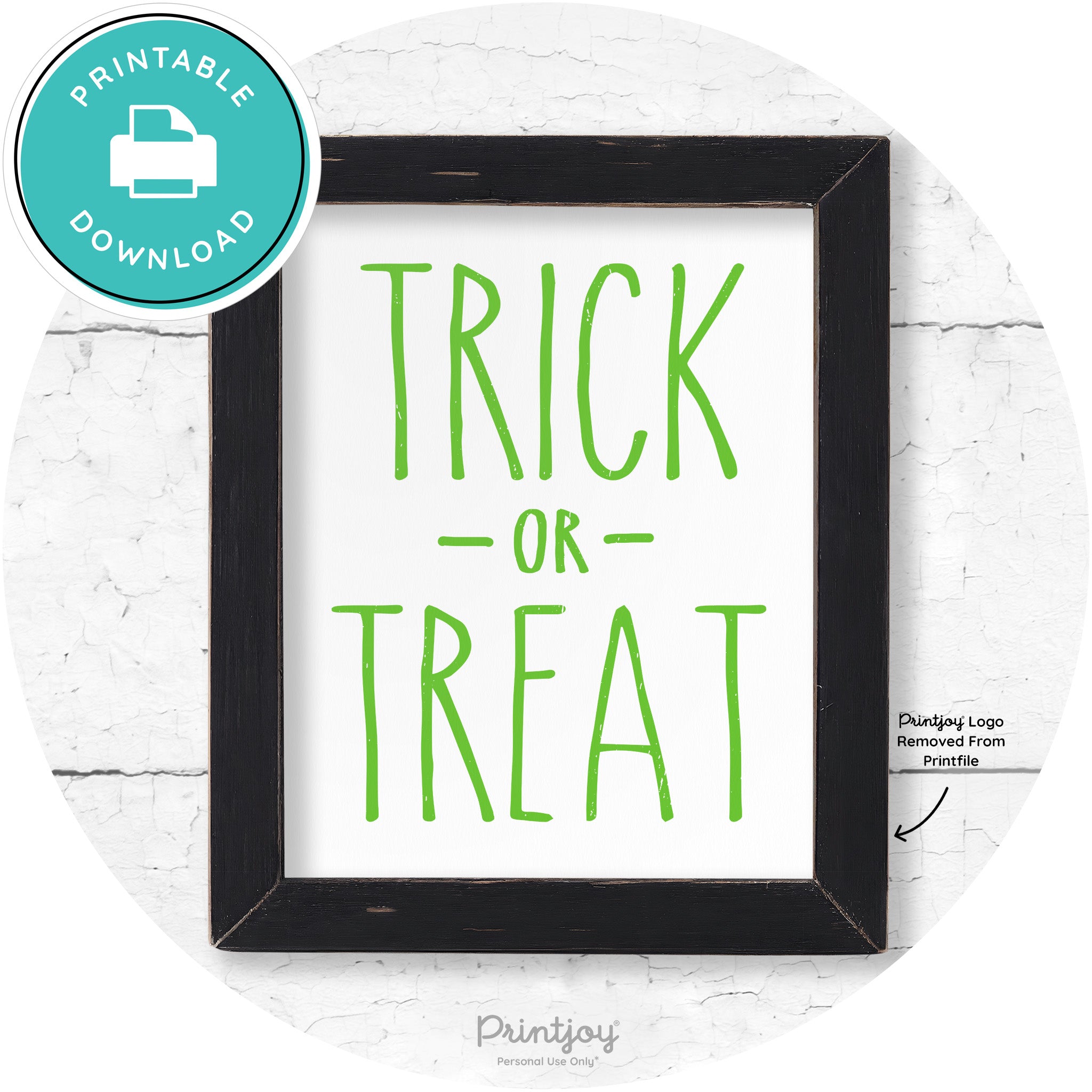 Trick Or Treat Lettering Farmhouse Halloween Wall Art Free Printable - Printjoy
