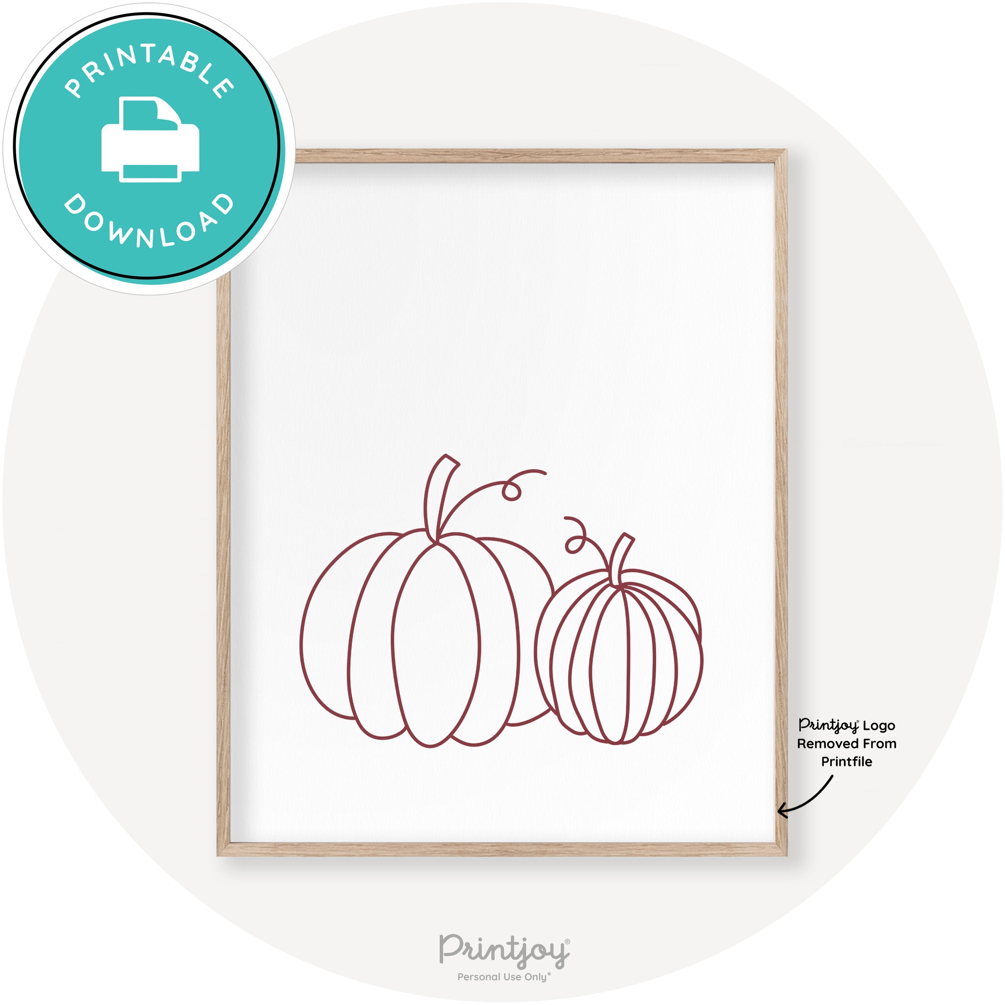 Pumpkin Pair Line Art Cute Fall Modern Chic Wall Art Printable - Printjoy