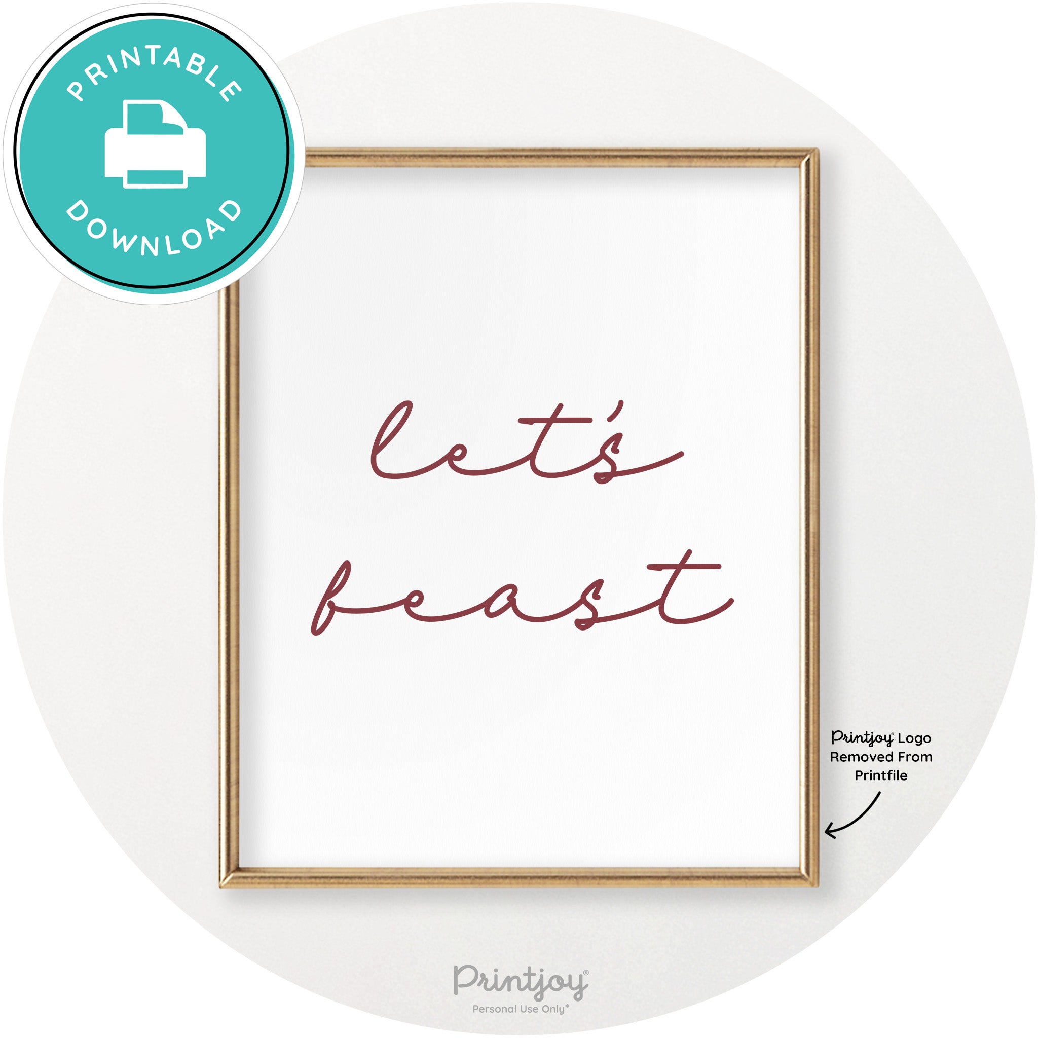 Let's Feast Cute Thanksgiving Modern Chic Wall Art Printable - Printjoy