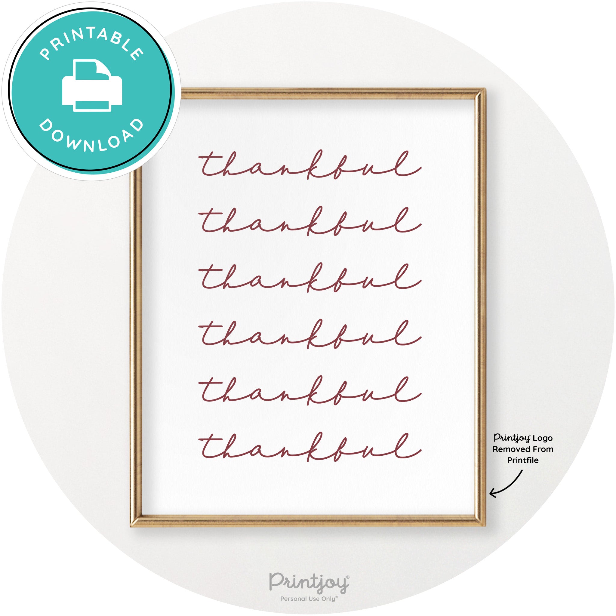 Thankful Pattern Cute Thanksgiving Modern Chic Wall Art Printable - Printjoy
