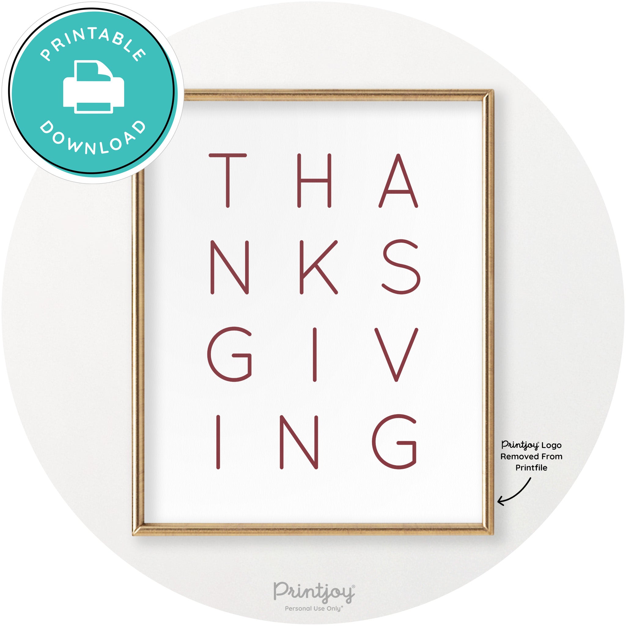 Thanksgiving Cute Typography Modern Chic Wall Art Printable - Printjoy
