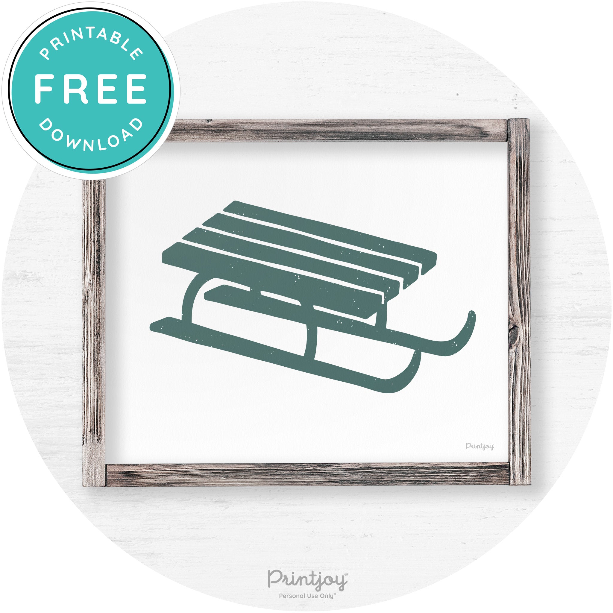 Winter Old Fashioned Sled Rustic Farmhouse Wall Art Free Printable - Printjoy