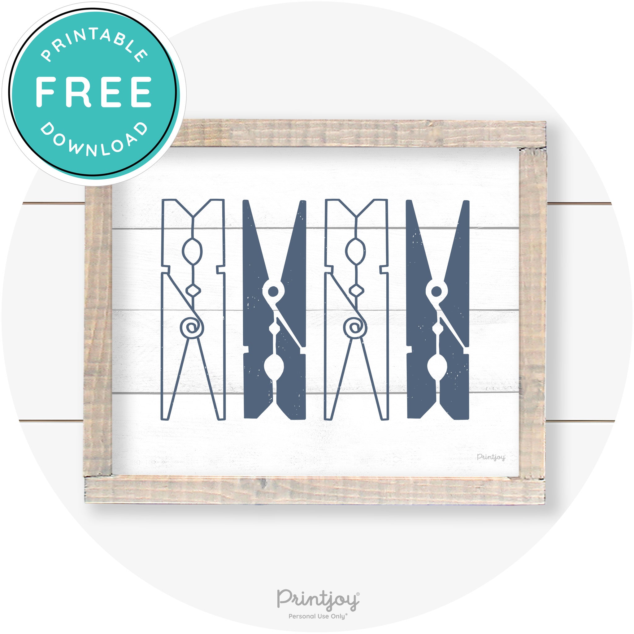 Clothespins Cute Laundry Room Farmhouse Wall Art Free Printable - Printjoy