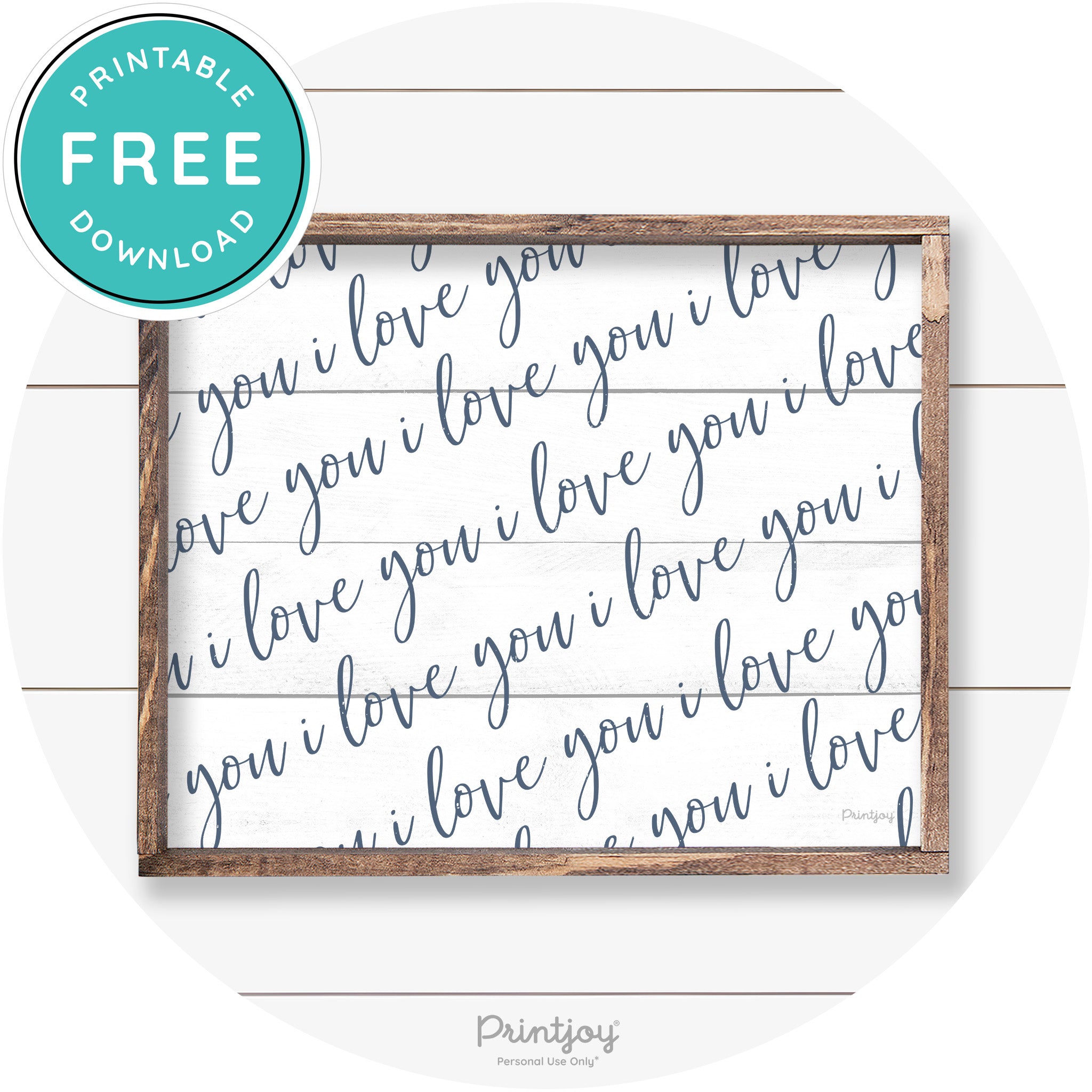 I Love You Pattern Cute Couples Farmhouse Wall Art Free Printable - Printjoy