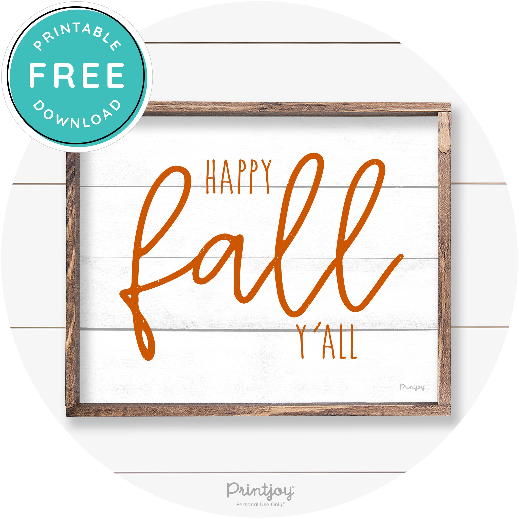 Happy Fall Y'all Cute Farmhouse Autumn Wall Art Decor Free Printable - Printjoy