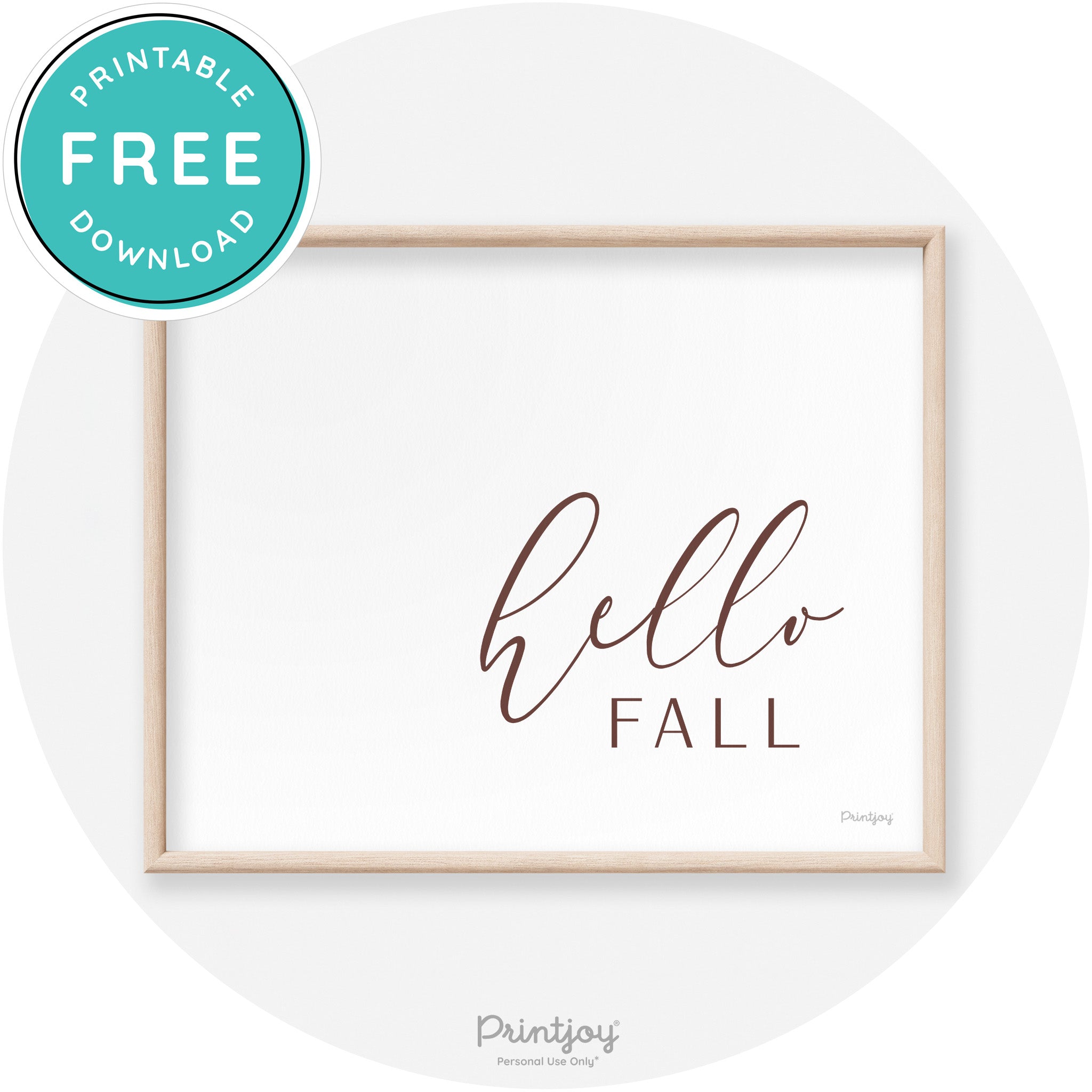 Hello Fall Cursive Modern Transitional Fall Wall Art Decor Free Printable - Printjoy