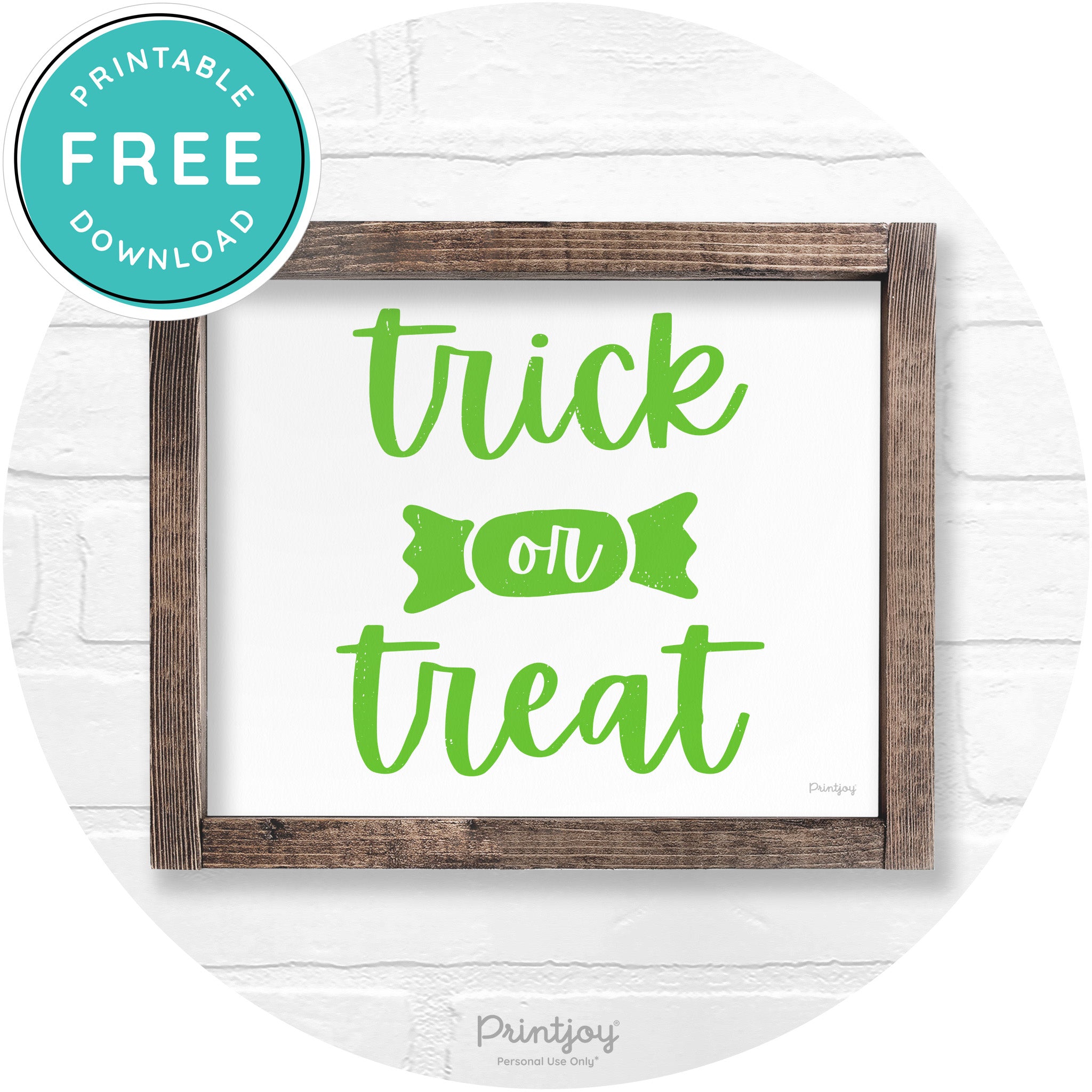 Trick Or Treat Halloween Rustic Farmhouse Wall Art Free Printable - Printjoy