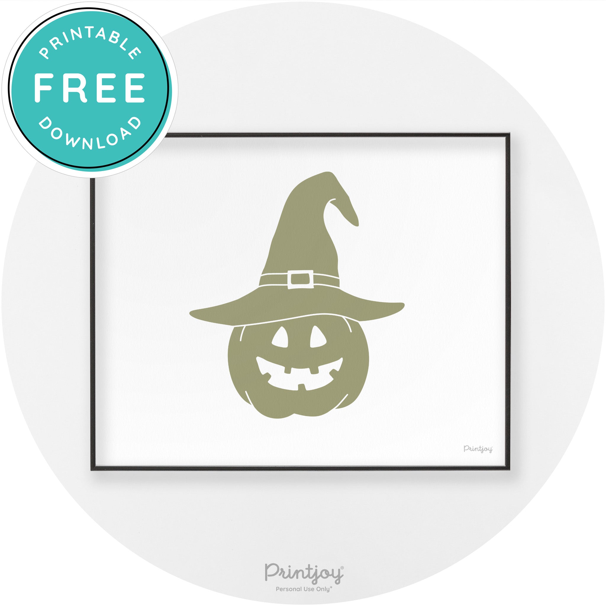 Halloween Cute Witch Jack O Lantern Chic Wall Art Printable - Printjoy