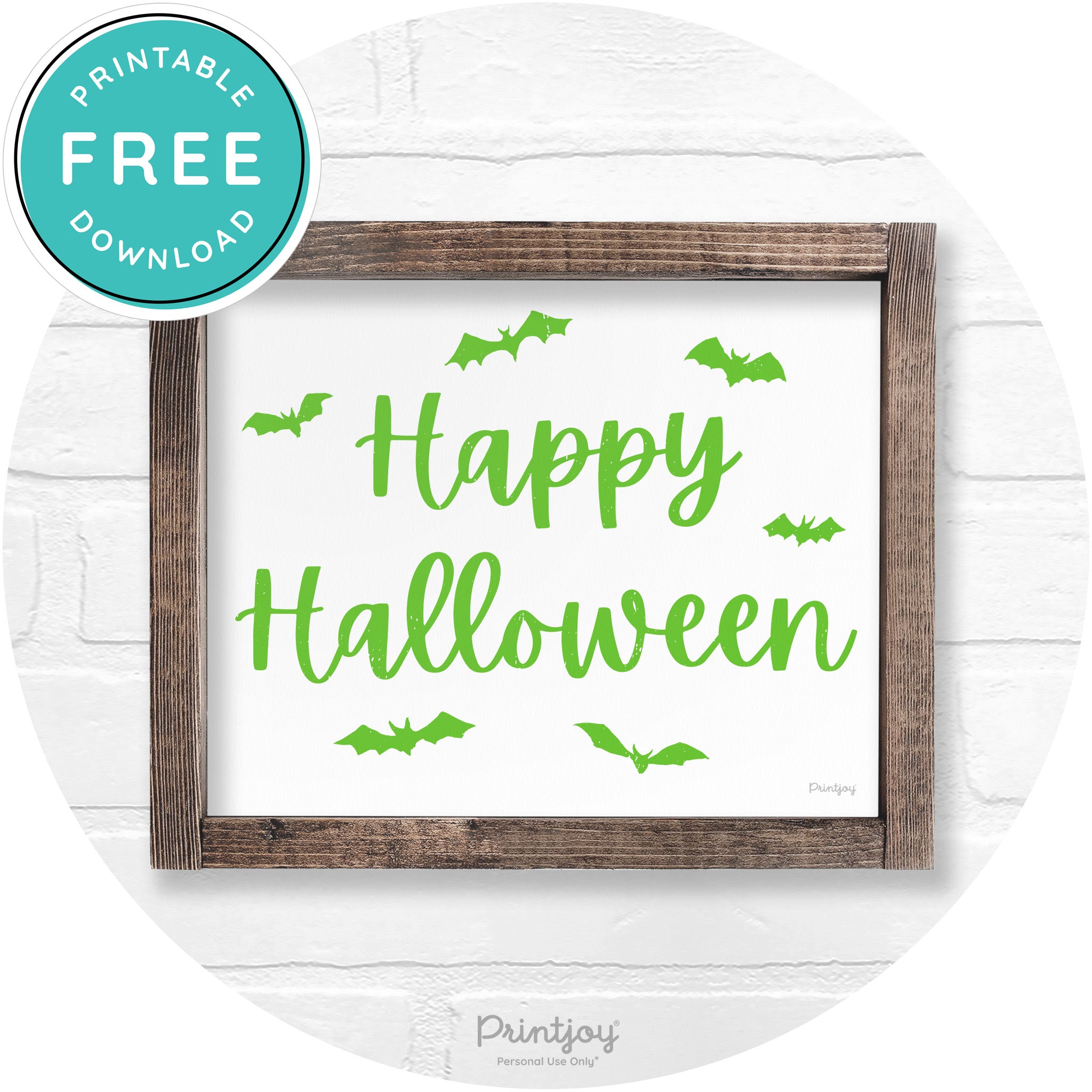 Happy Halloween Bats Rustic Farmhouse Wall Art Free Printable - Printjoy