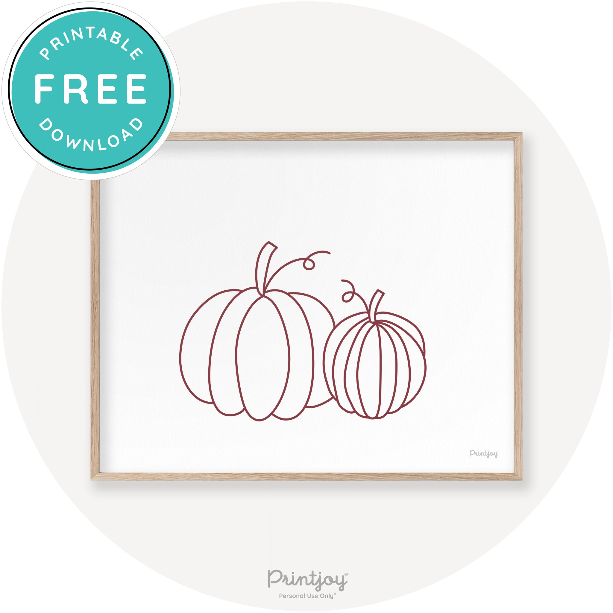 Pumpkin Pair Line Art Cute Fall Modern Chic Wall Art Printable - Printjoy