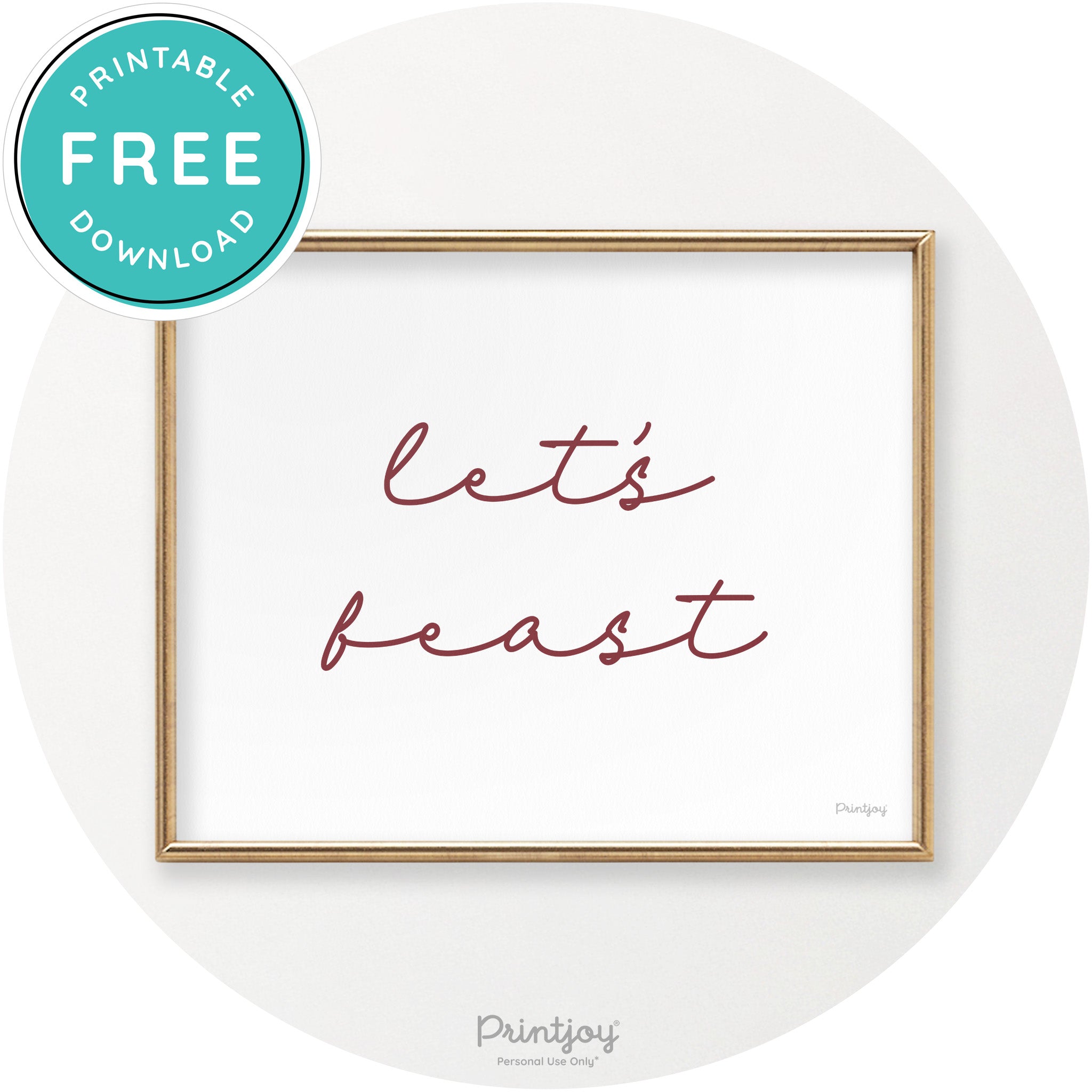 Let's Feast Cute Thanksgiving Modern Chic Wall Art Printable - Printjoy