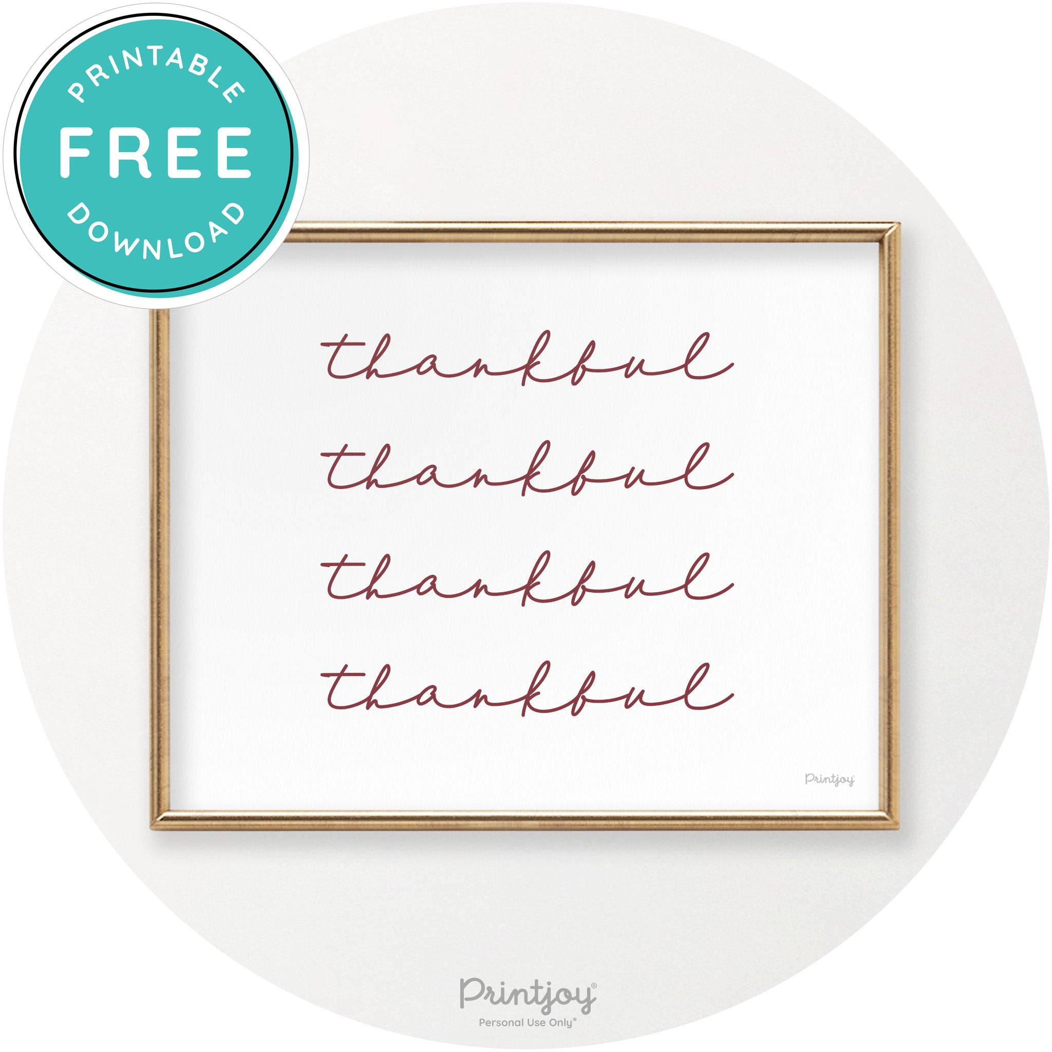 Thankful Pattern Cute Thanksgiving Modern Chic Wall Art Printable - Printjoy