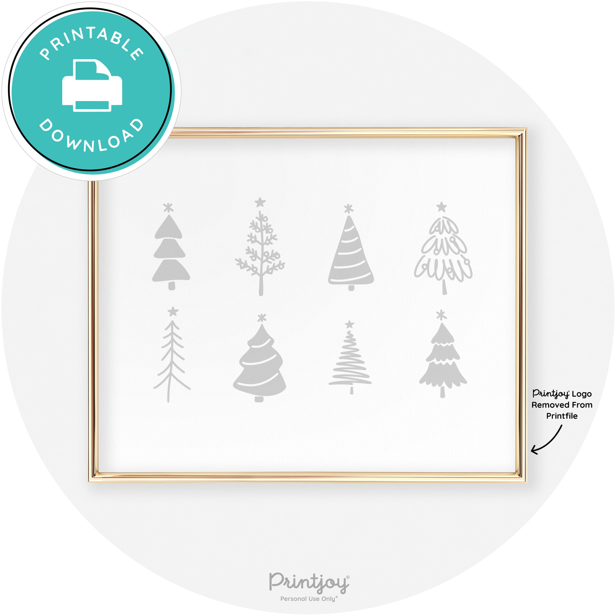Christmas Trees Cute Modern Chic Wall Art Decor Free Printable - Printjoy