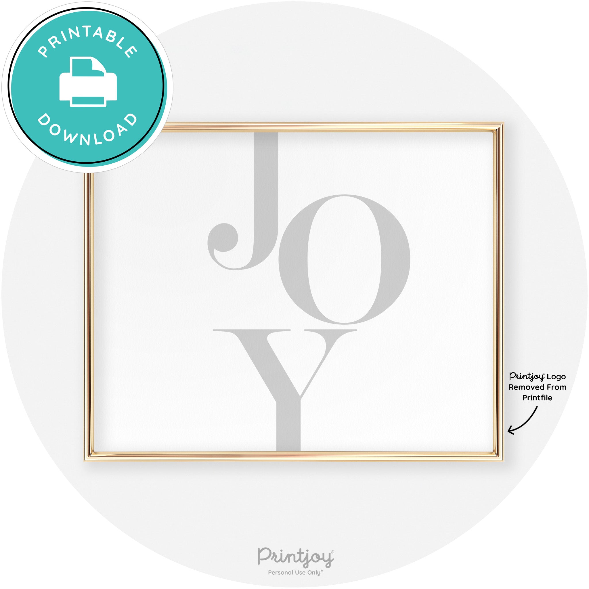 Joy Typography Cute Simple Modern Wall Art Decor Free Printable - Printjoy