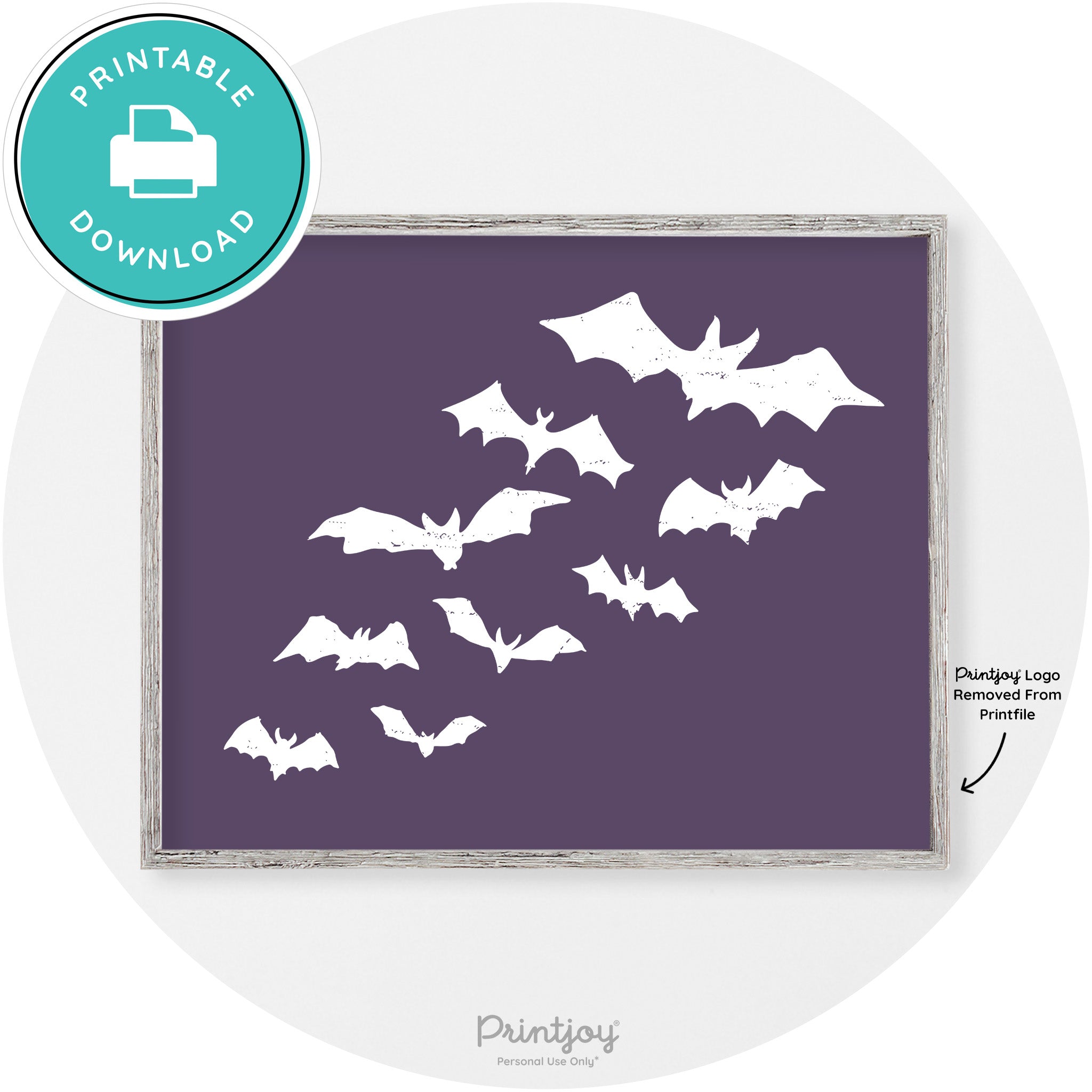 Halloween Bats Silhouette Modern Vintage Wall Art Free Printable - Printjoy