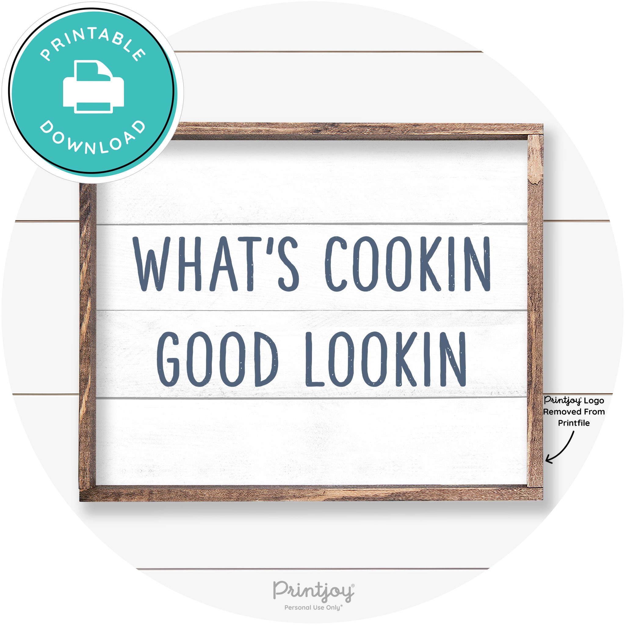 What's Cookin Good Lookin Farmhouse Kitchen Wall Art Free Printable - Printjoy