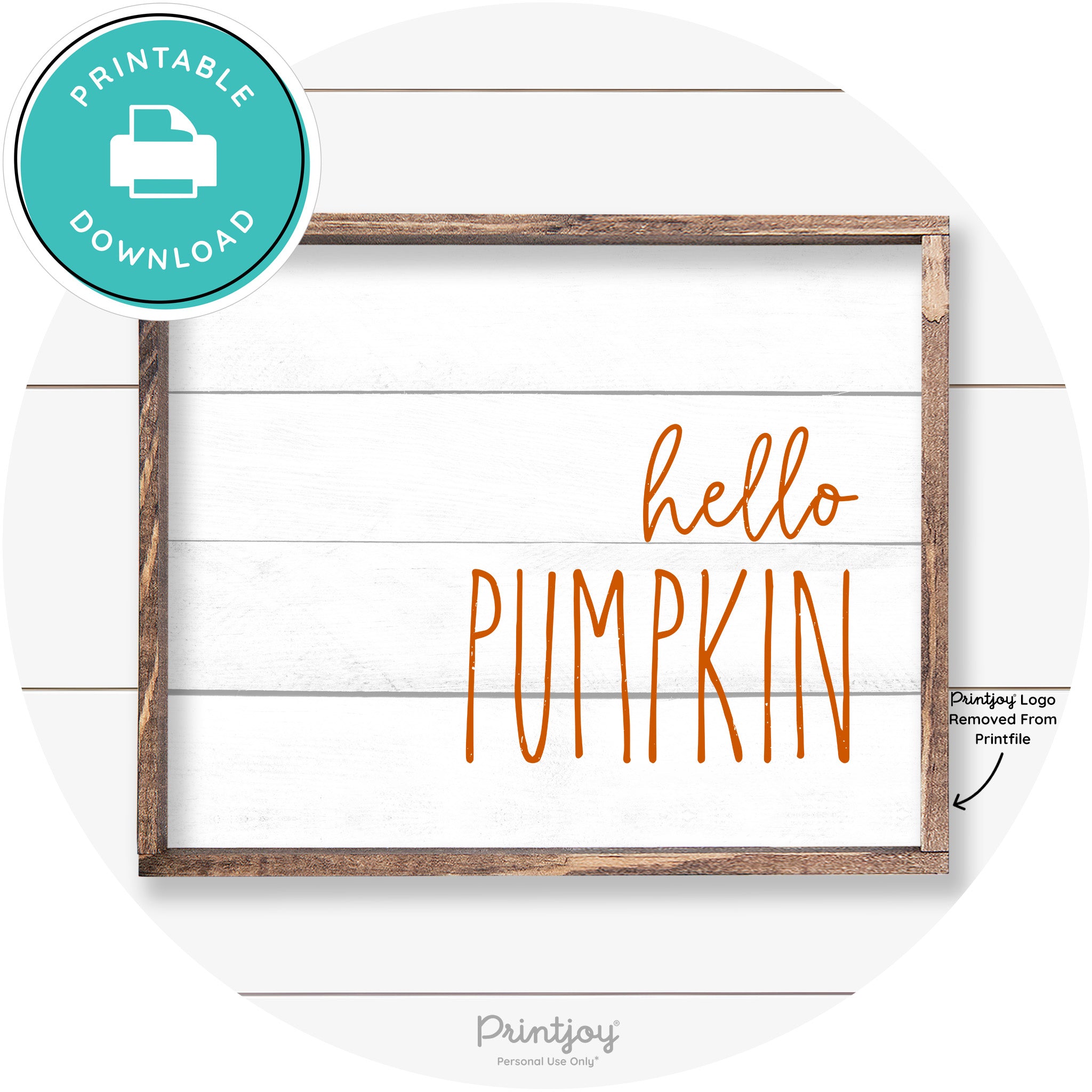 Hello Pumpkin Cute Fun Simple Farmhouse Wall Art Free Printable - Printjoy