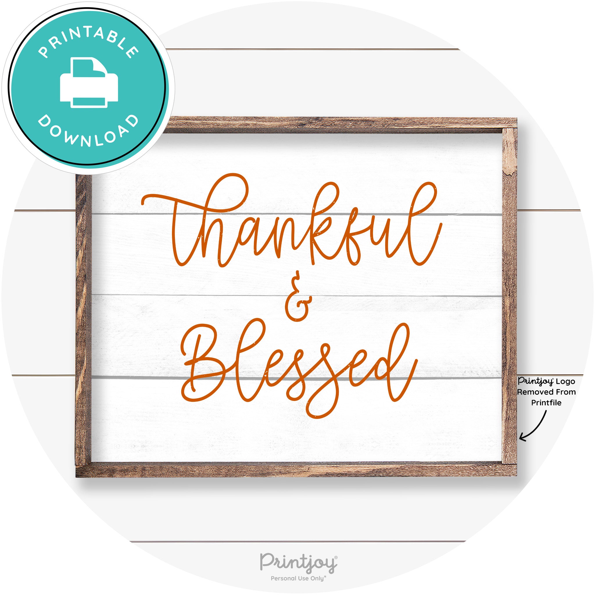 Thankful And Blessed Thanksgiving Farmhouse Wall Art Free Printable - Printjoy