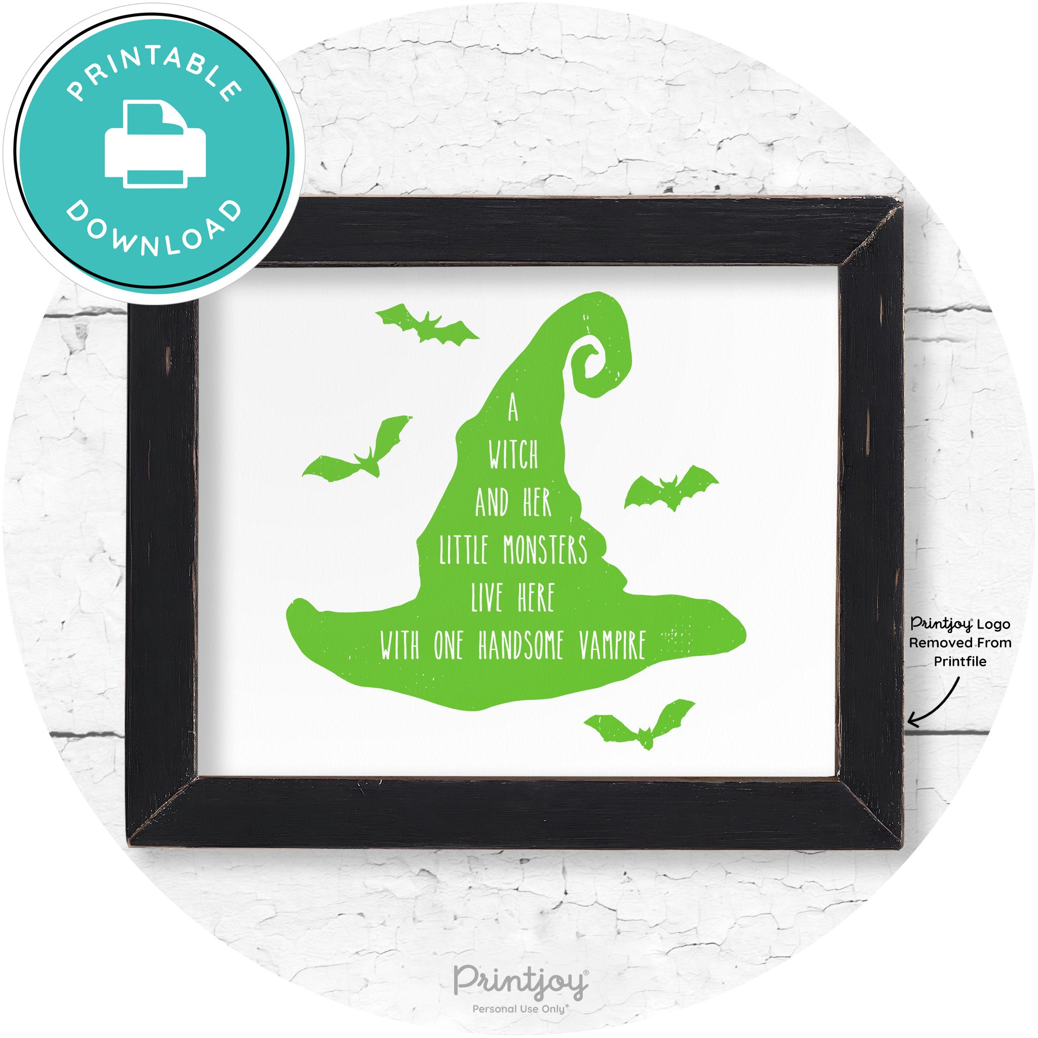 Fun Halloween Family Farmhouse Witch Hat Wall Art Free Printable - Printjoy