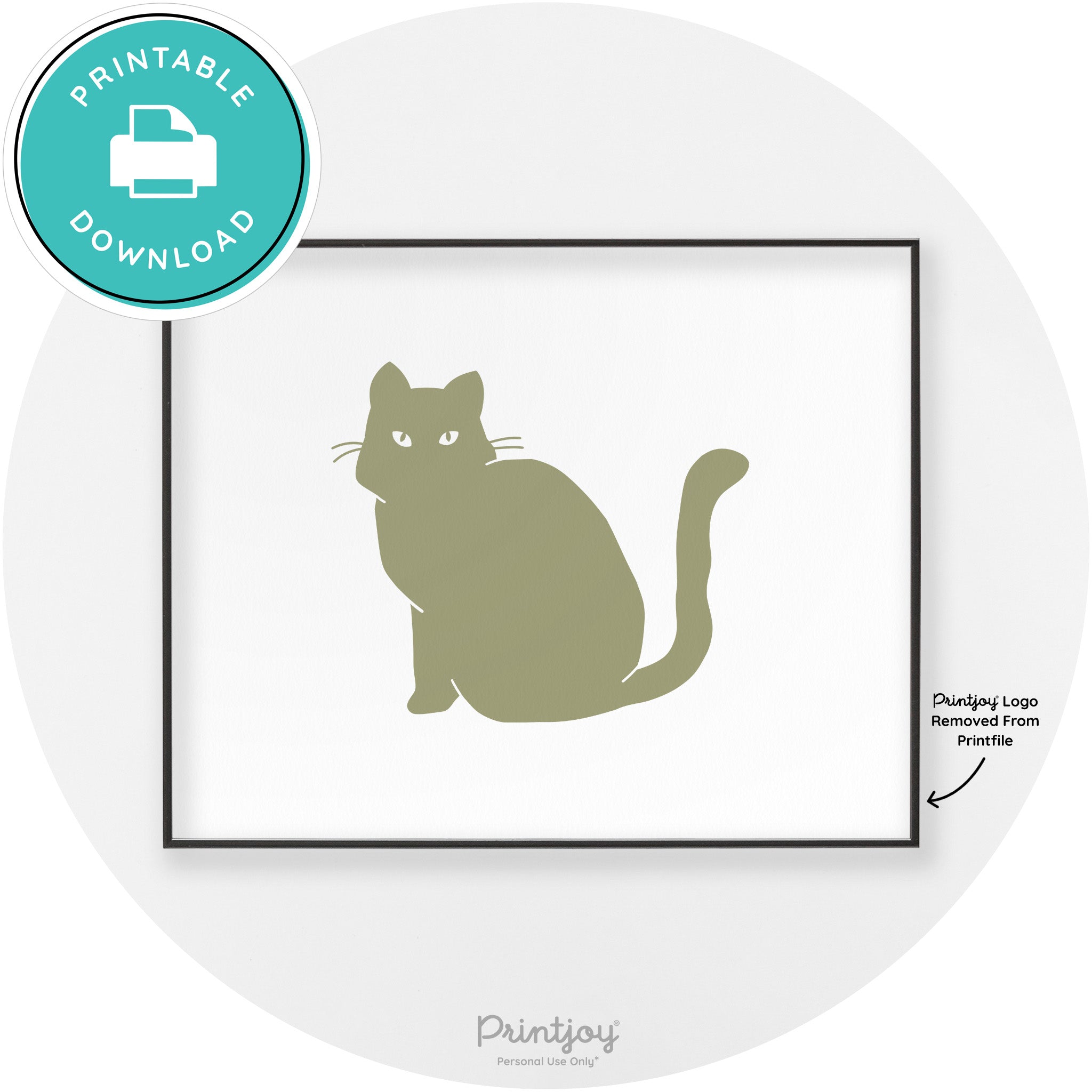 Halloween Spooky Cat Modern Chic Wall Art Decor Printable - Printjoy