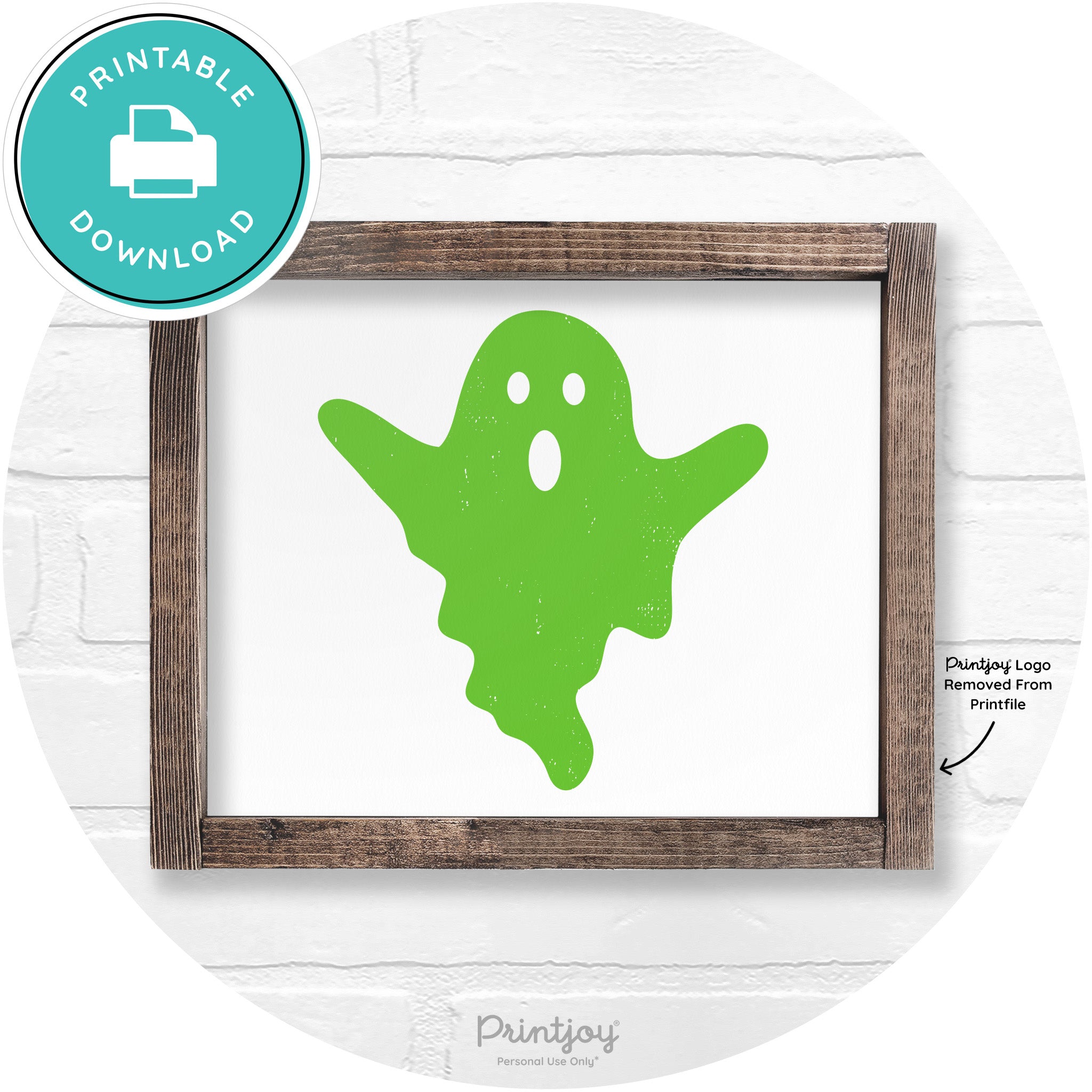 Halloween Cute Ghost Rustic Farmhouse Wall Art Free Printable - Printjoy