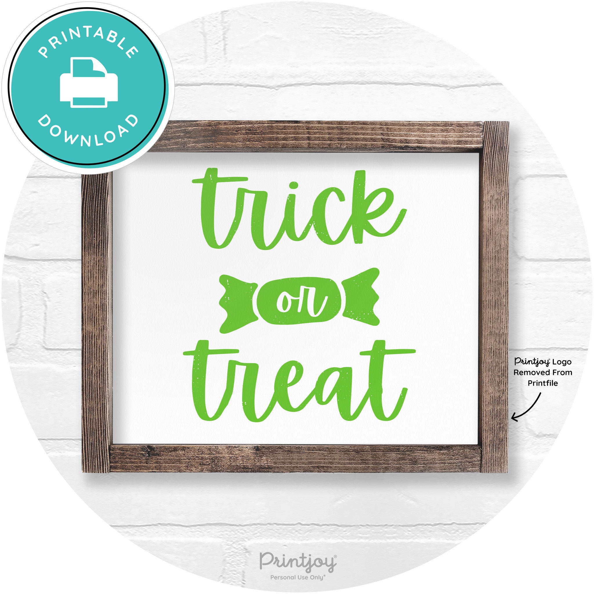 Trick Or Treat Halloween Rustic Farmhouse Wall Art Free Printable - Printjoy