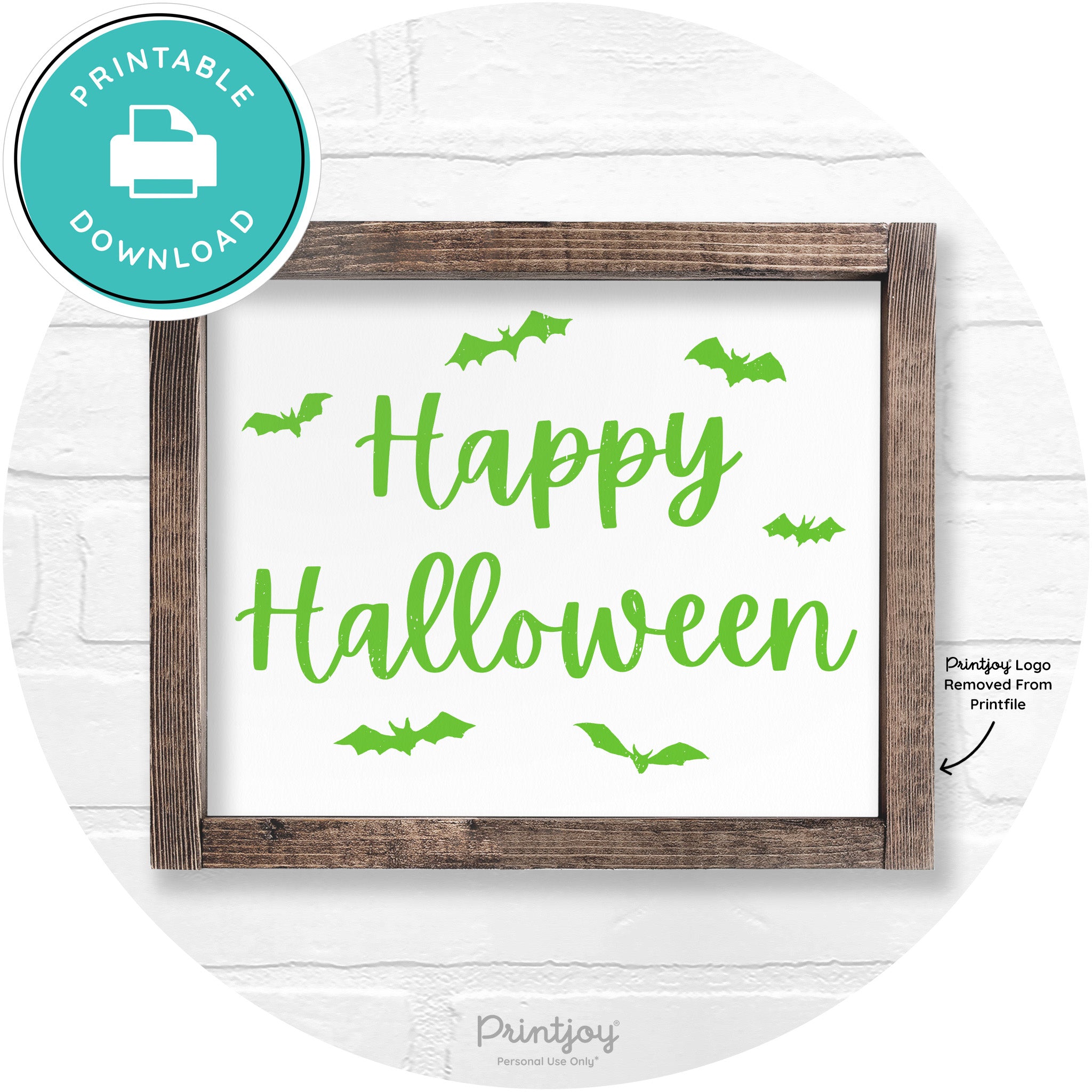Happy Halloween Bats Rustic Farmhouse Wall Art Free Printable - Printjoy