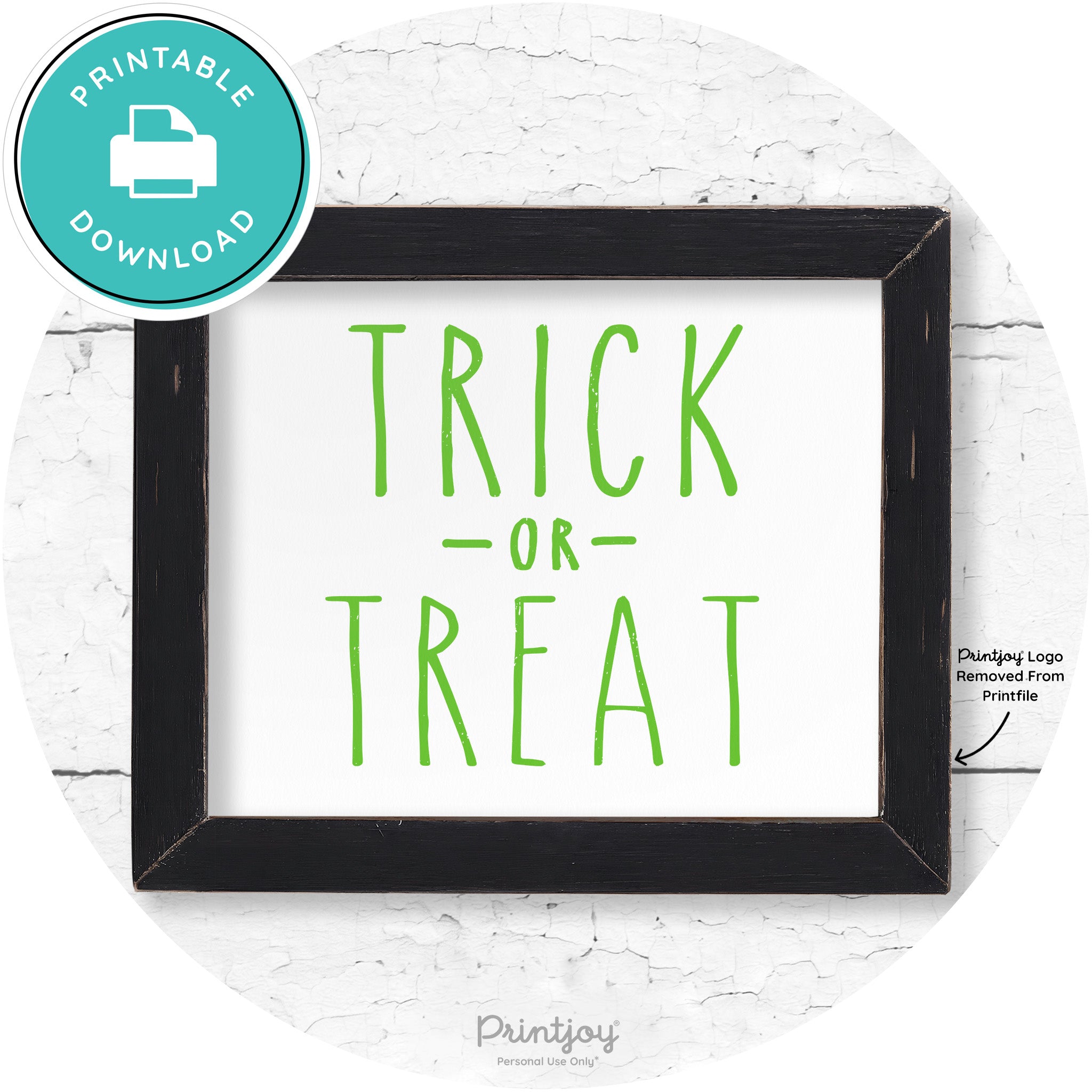 Trick Or Treat Lettering Farmhouse Halloween Wall Art Free Printable - Printjoy