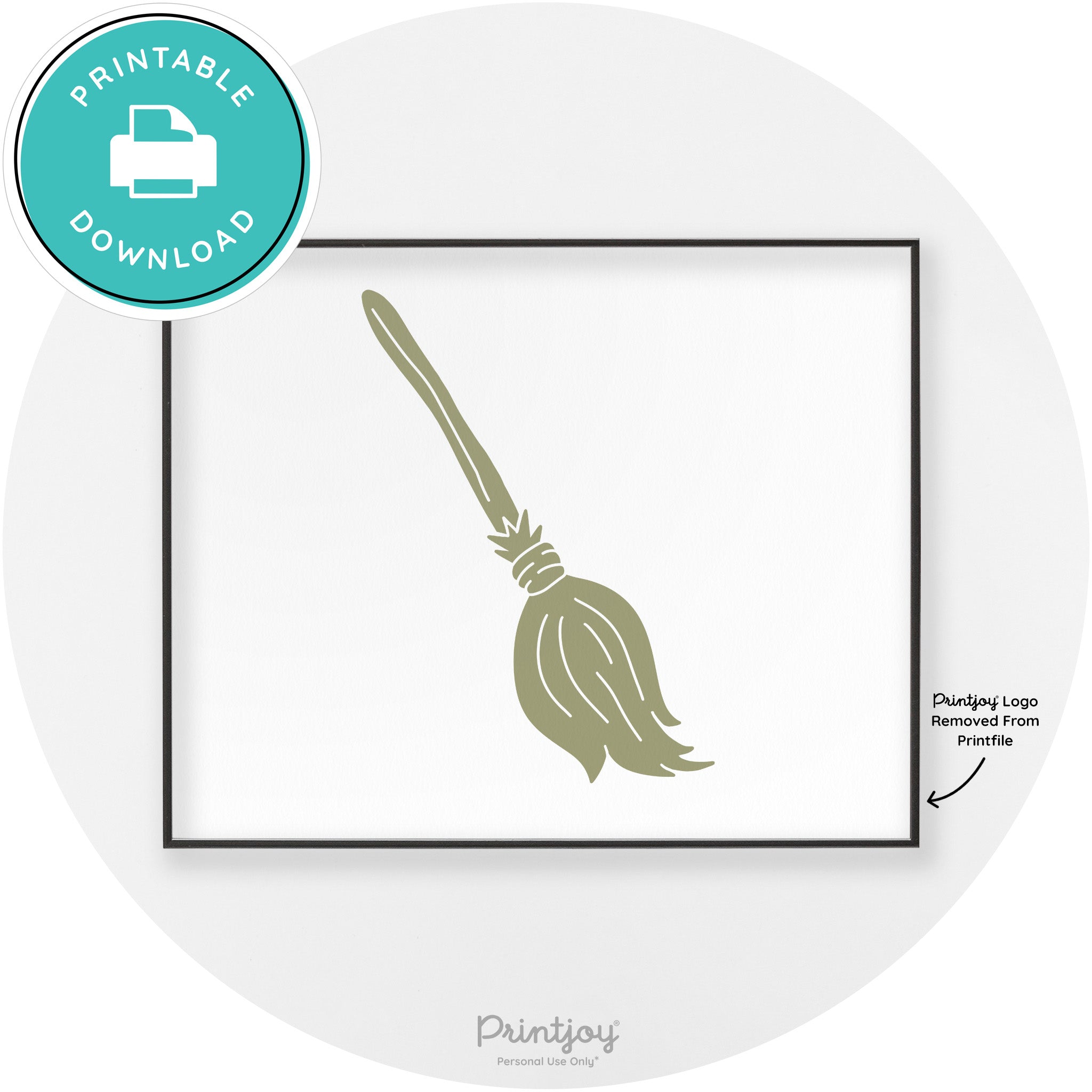 Witches Broom Halloween Cute Modern Chic Wall Art Free Printable - Printjoy