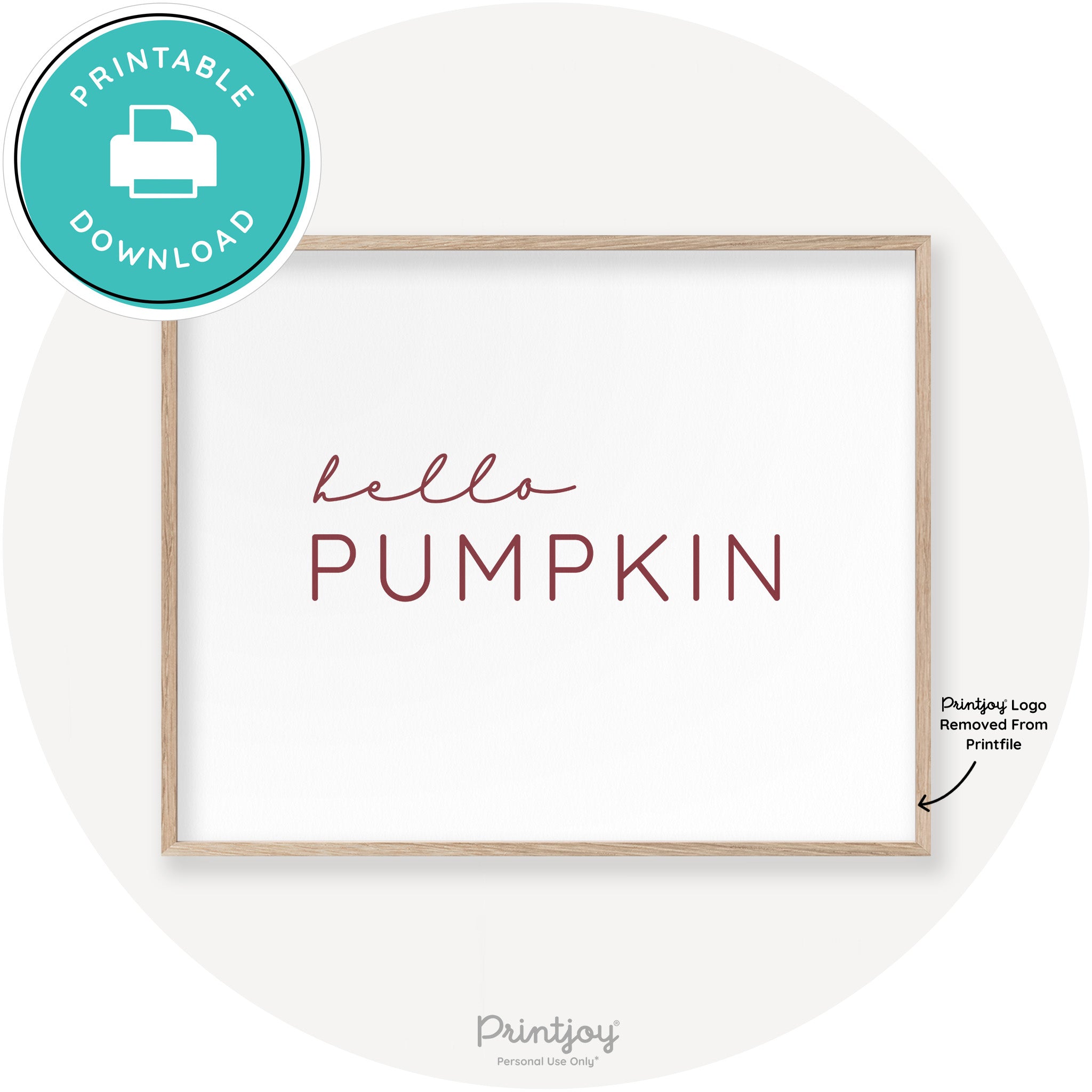 Hello Pumpkin Simple Cute Modern Chic Decor Wall Art Printable - Printjoy