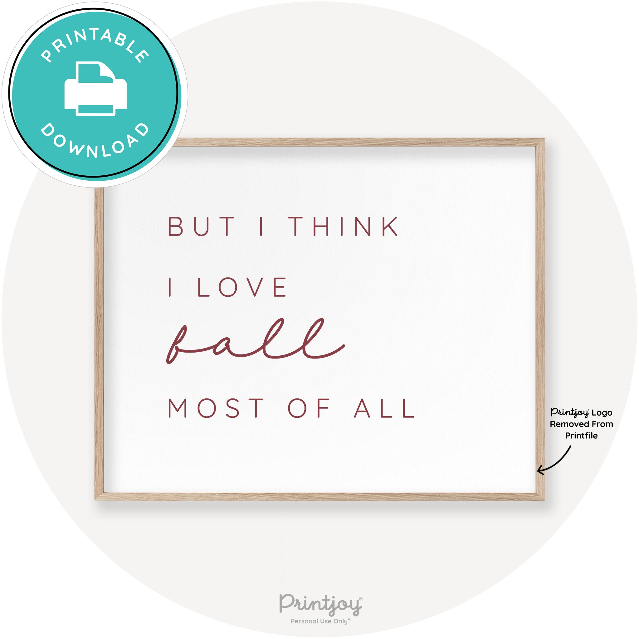 Love Fall Most Of All Cute Modern Chic Decor Wall Art Printable - Printjoy
