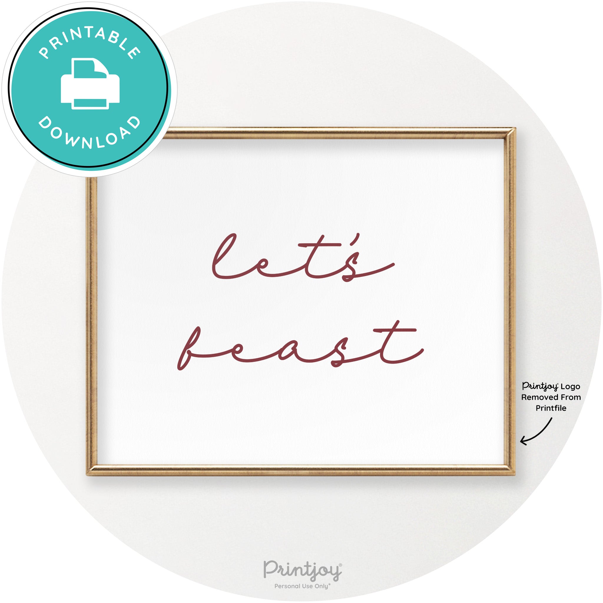 Let's Feast Cute Thanksgiving Modern Chic Wall Art Printable - Printjoy