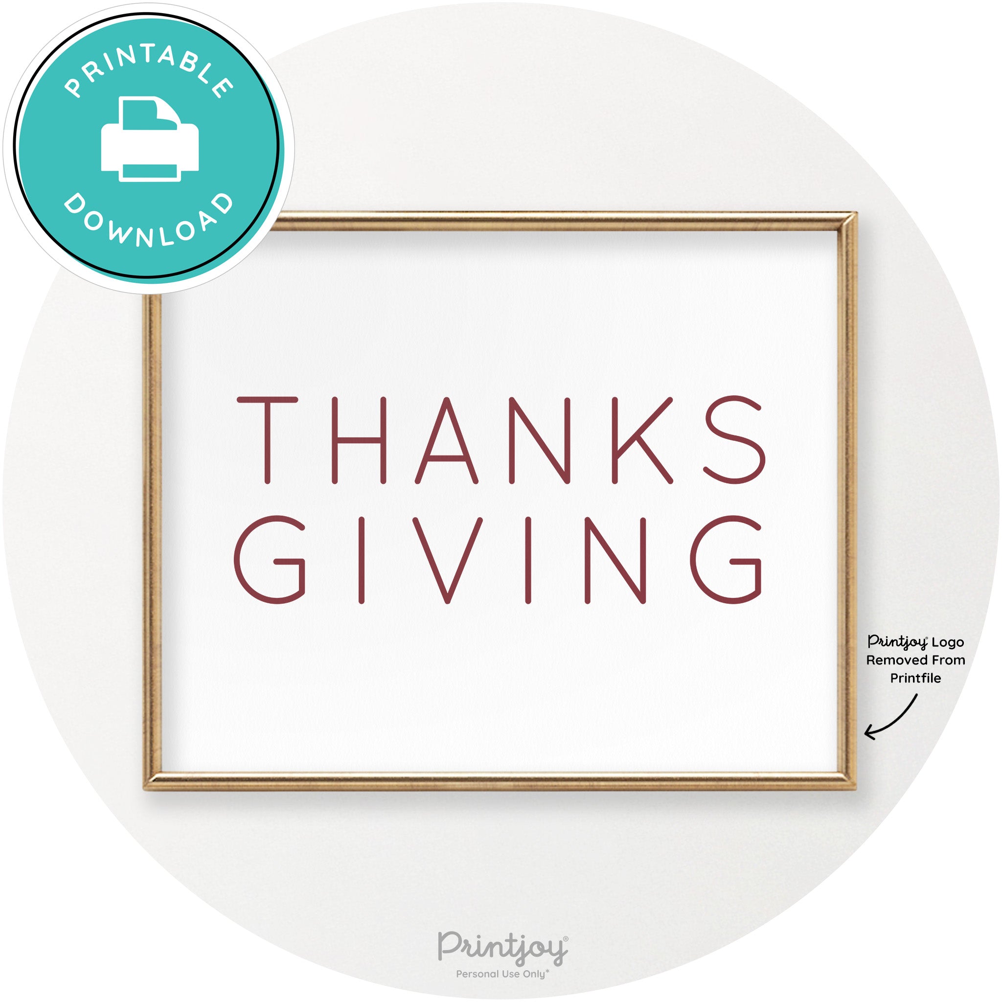 Thanksgiving Cute Typography Modern Chic Wall Art Printable - Printjoy