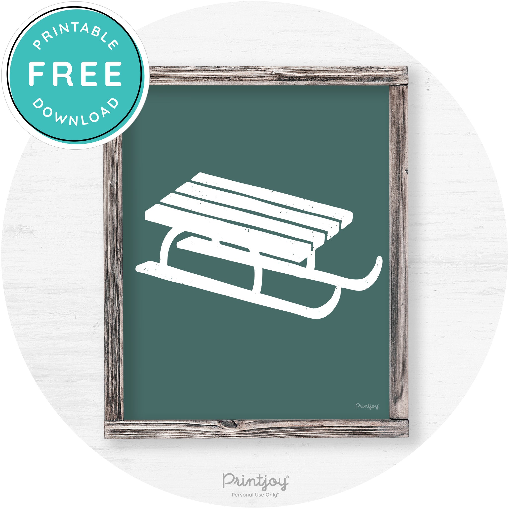 Winter Old Fashioned Sled Rustic Farmhouse Wall Art Free Printable - Printjoy