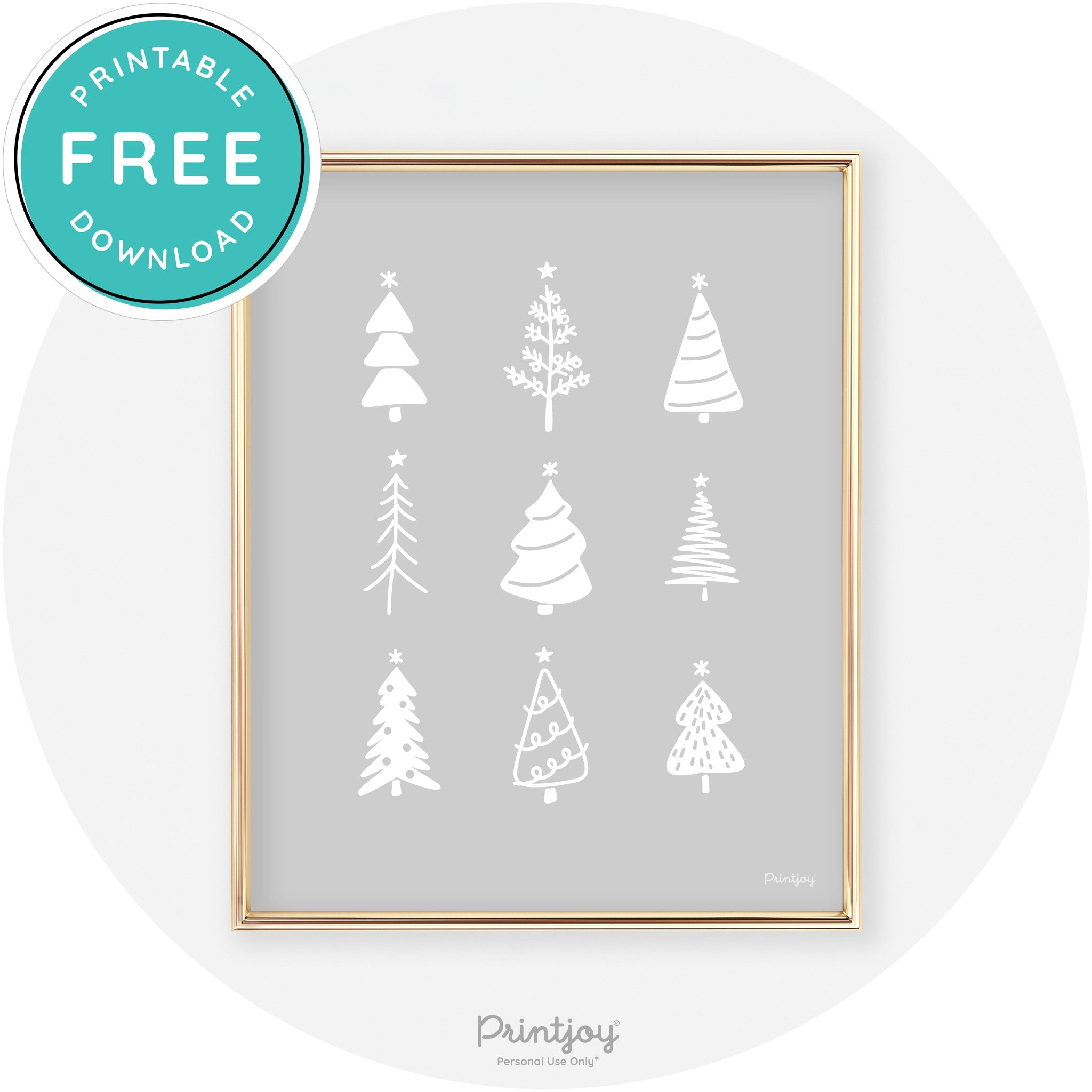Christmas Trees Cute Modern Chic Wall Art Decor Free Printable - Printjoy