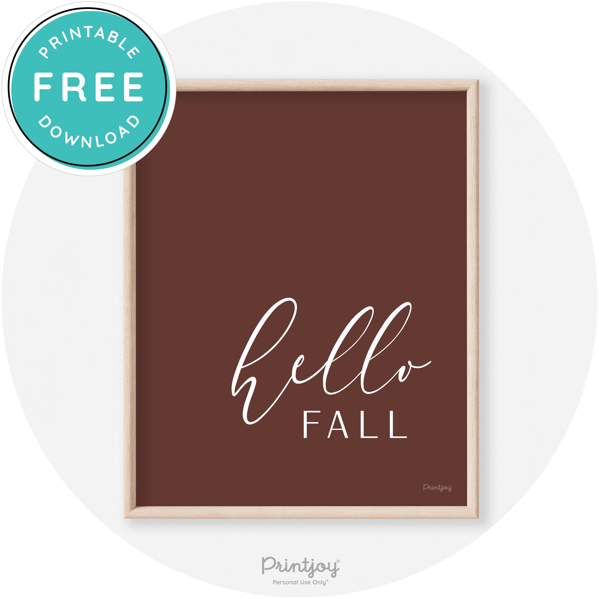 Hello Fall Cursive Modern Transitional Fall Wall Art Decor Free Printable - Printjoy