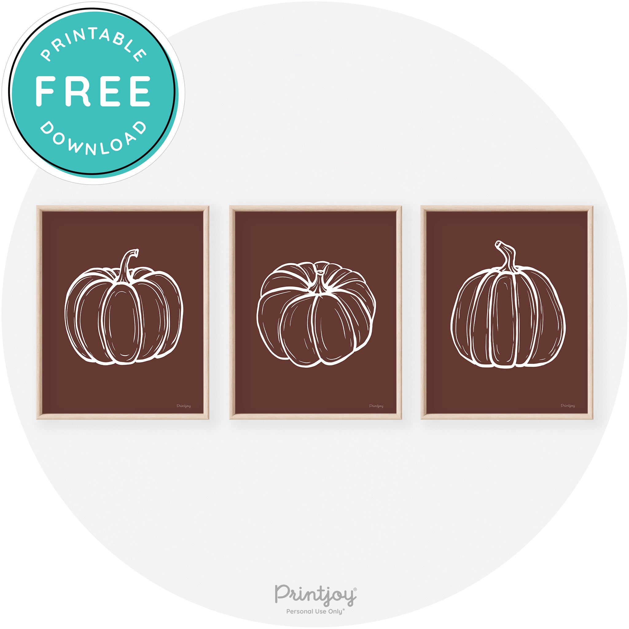 Pumpkin Drawings Set Of 3 Modern Transitional Wall Art Free Printable - Printjoy