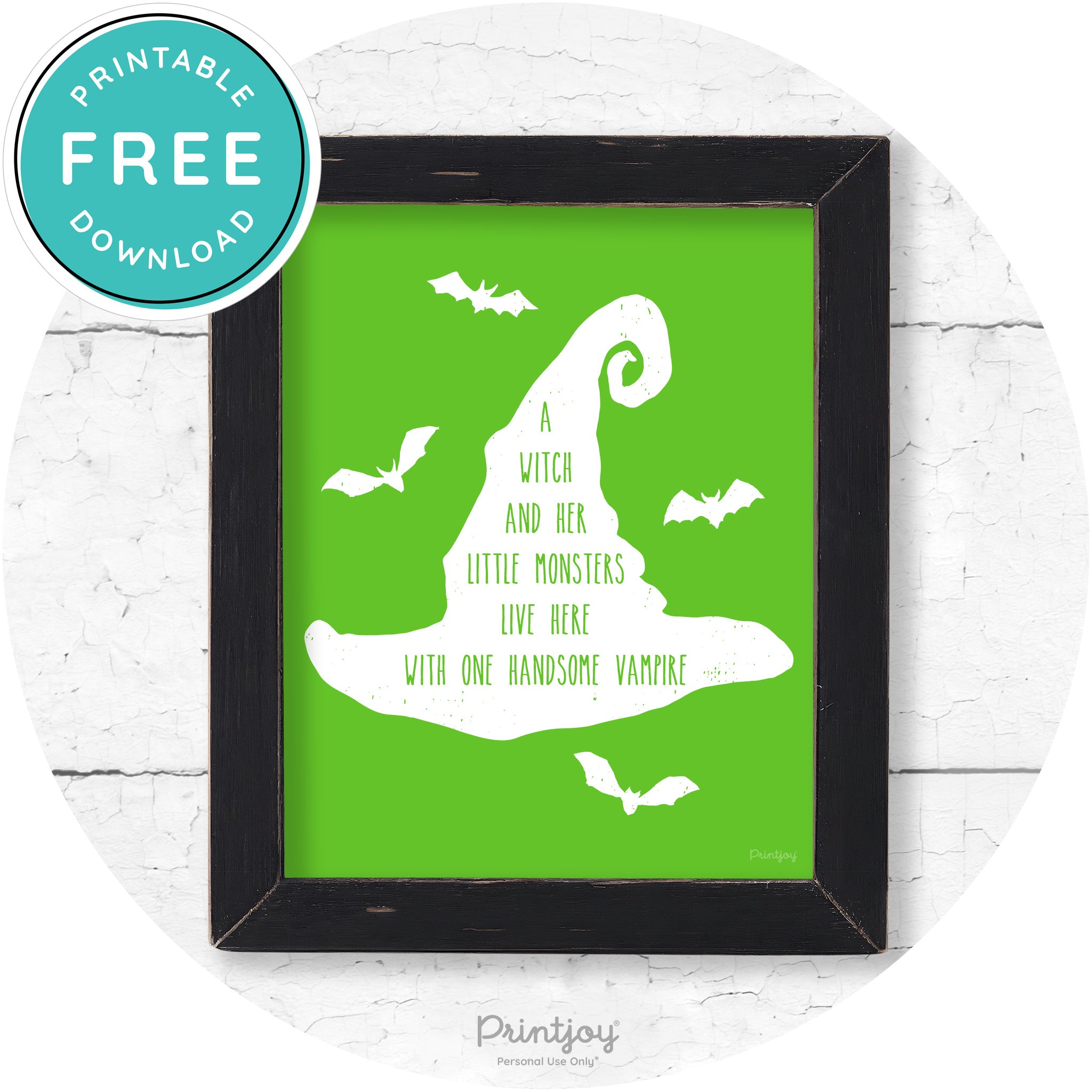 Fun Halloween Family Farmhouse Witch Hat Wall Art Free Printable - Printjoy