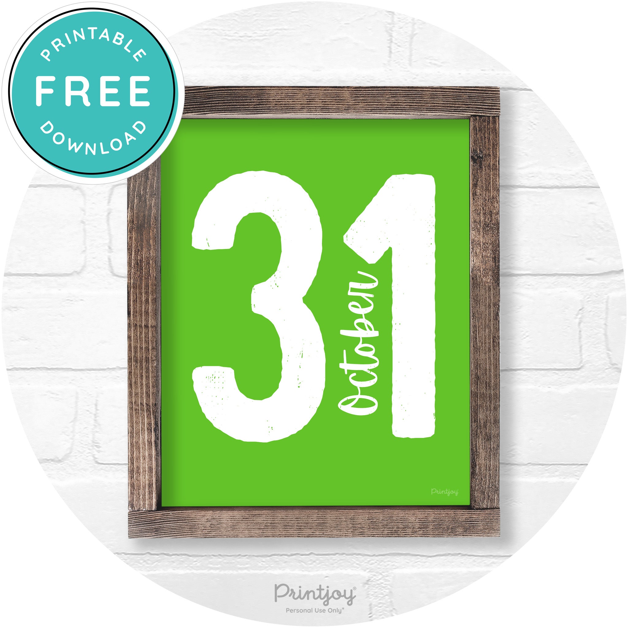 October 31 Halloween Rustic Farmhouse Wall Art Free Printable - Printjoy