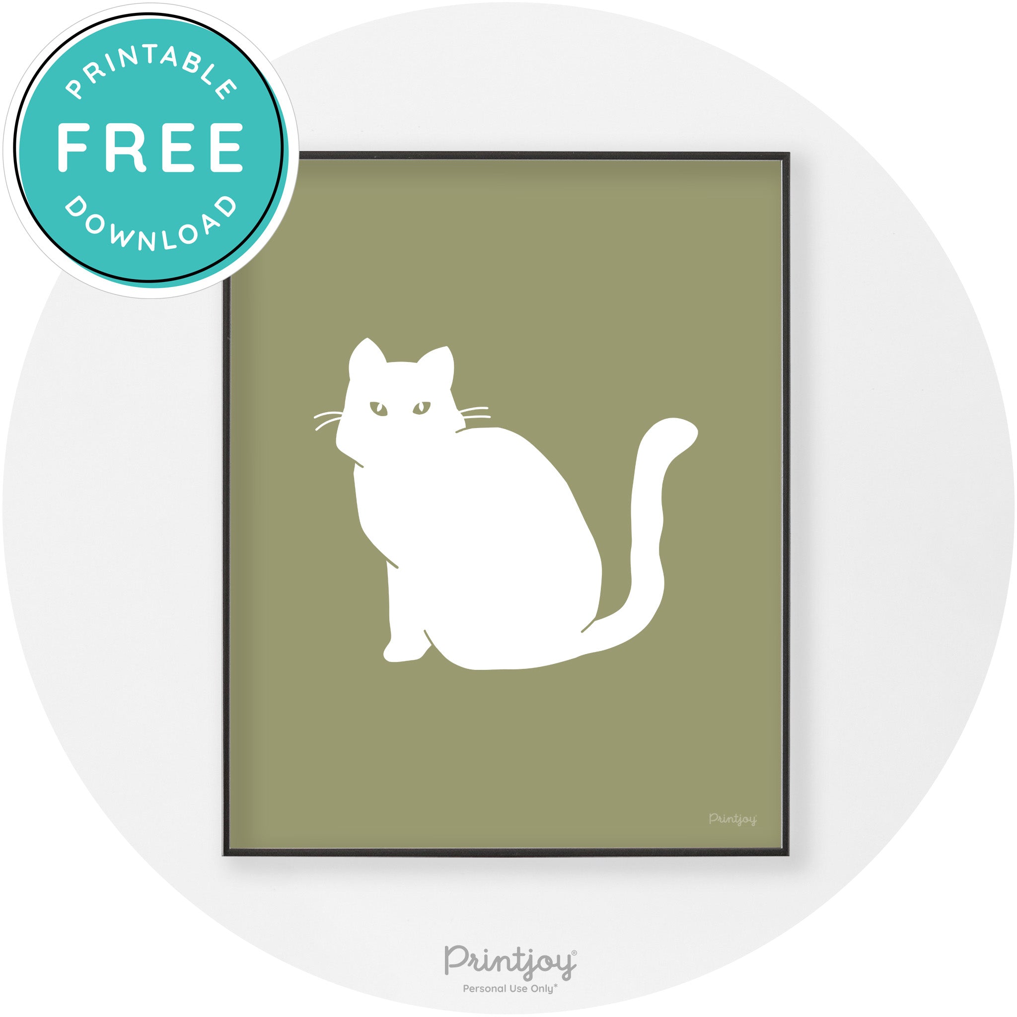 Halloween Spooky Cat Modern Chic Wall Art Decor Printable - Printjoy