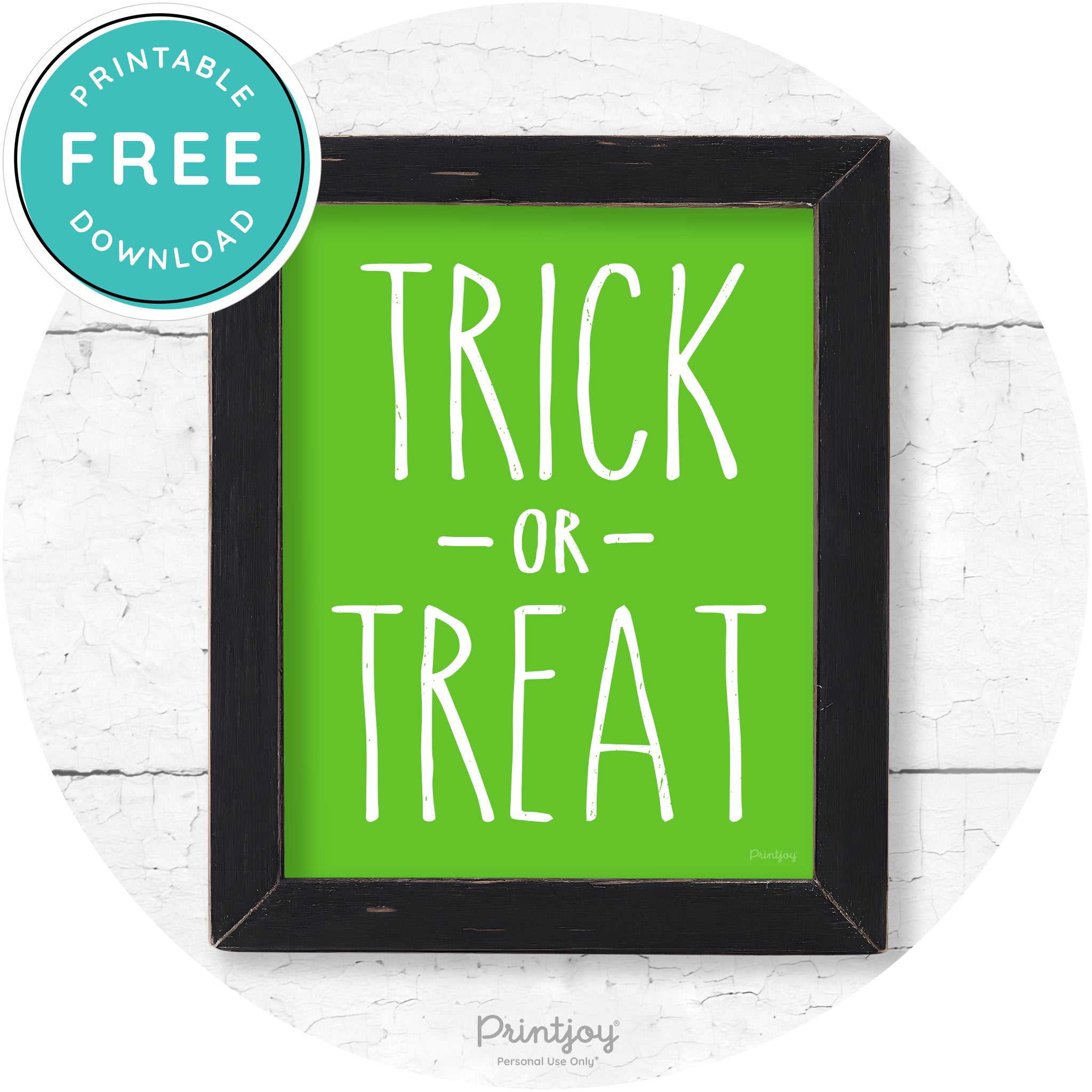 Trick Or Treat Lettering Farmhouse Halloween Wall Art Free Printable - Printjoy