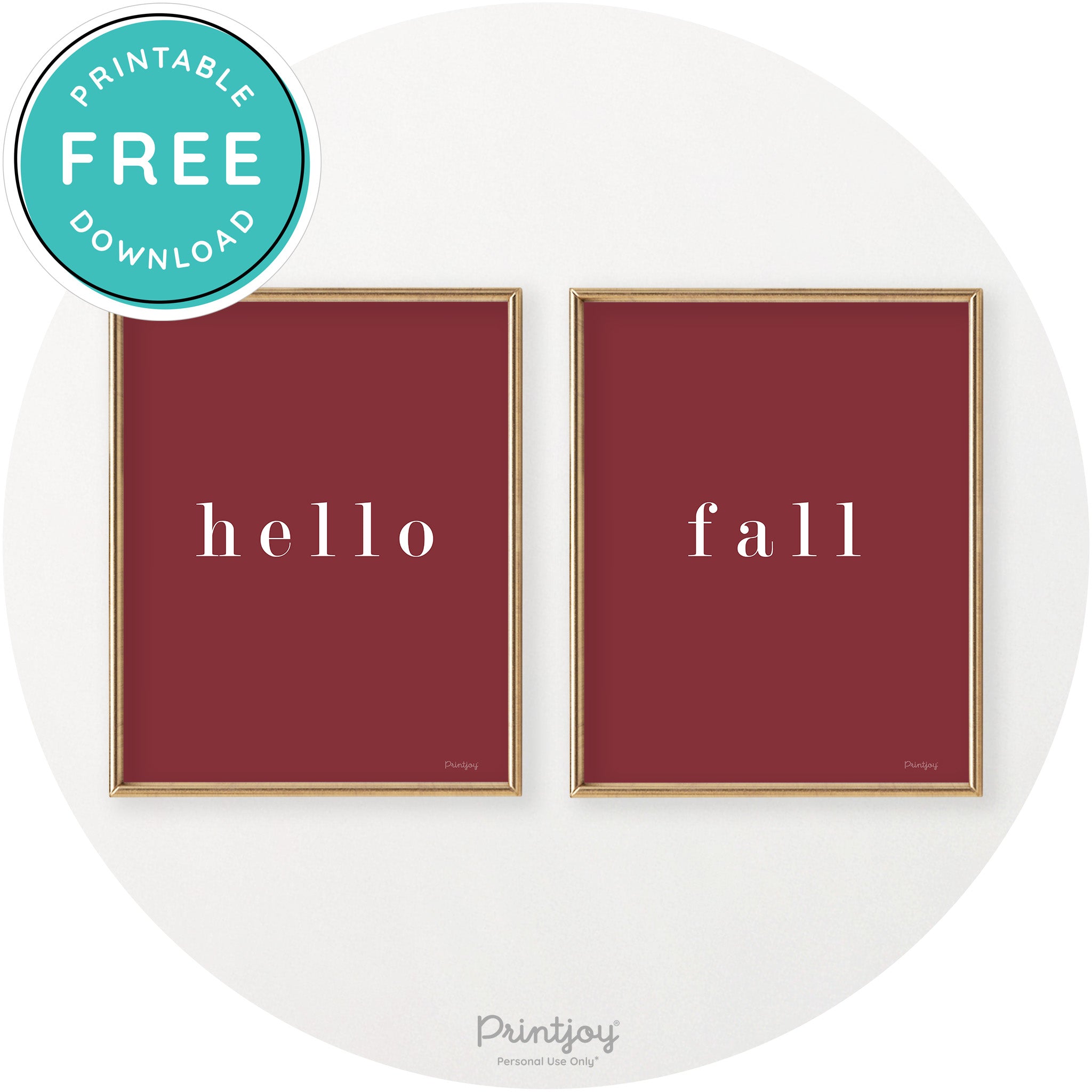 Hello Fall Set Of 2 Simple Modern Chic Wall Art Decor Free Printable - Printjoy