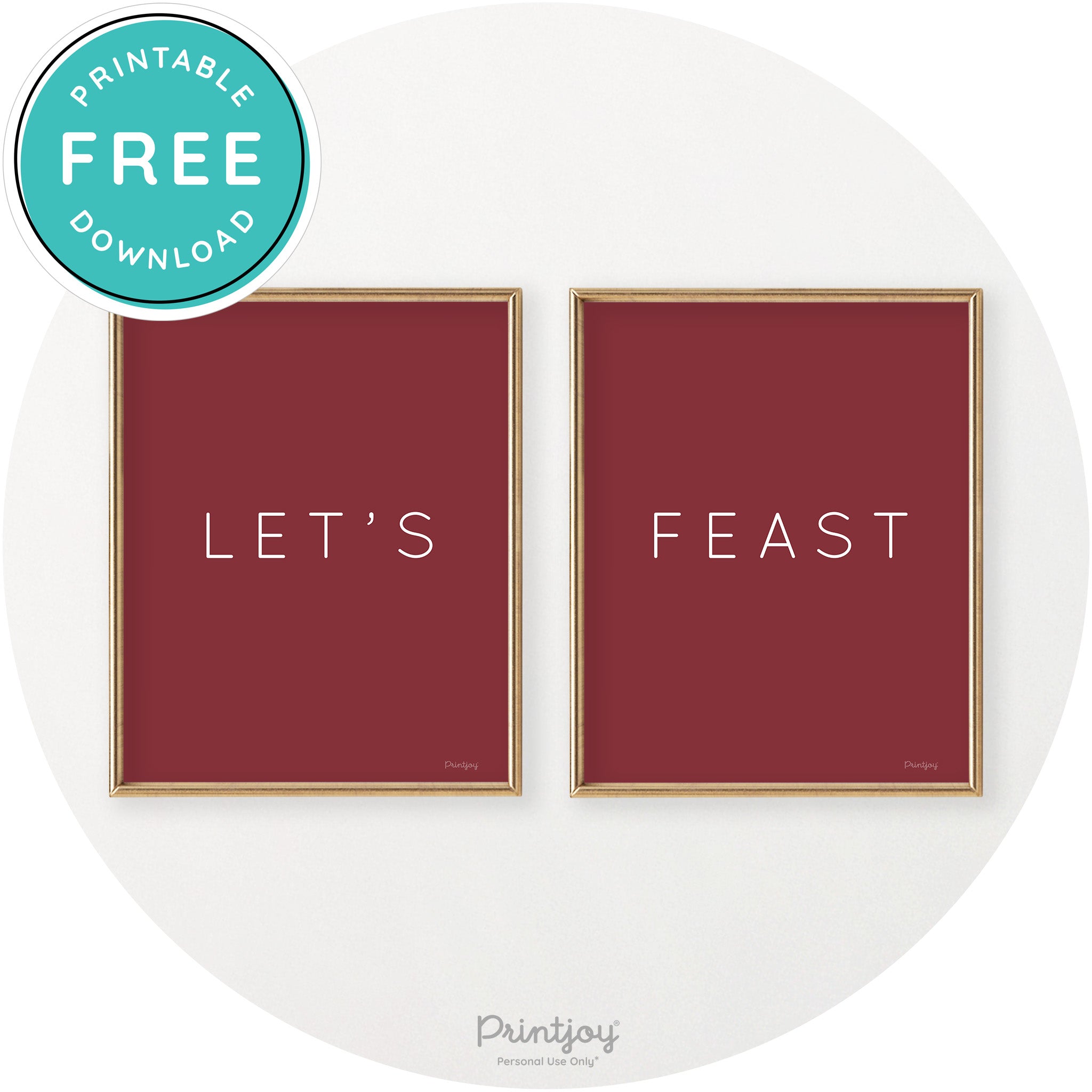 Let's Feast Set Of 2 Thanksgiving Chic Wall Art Decor Free Printable - Printjoy