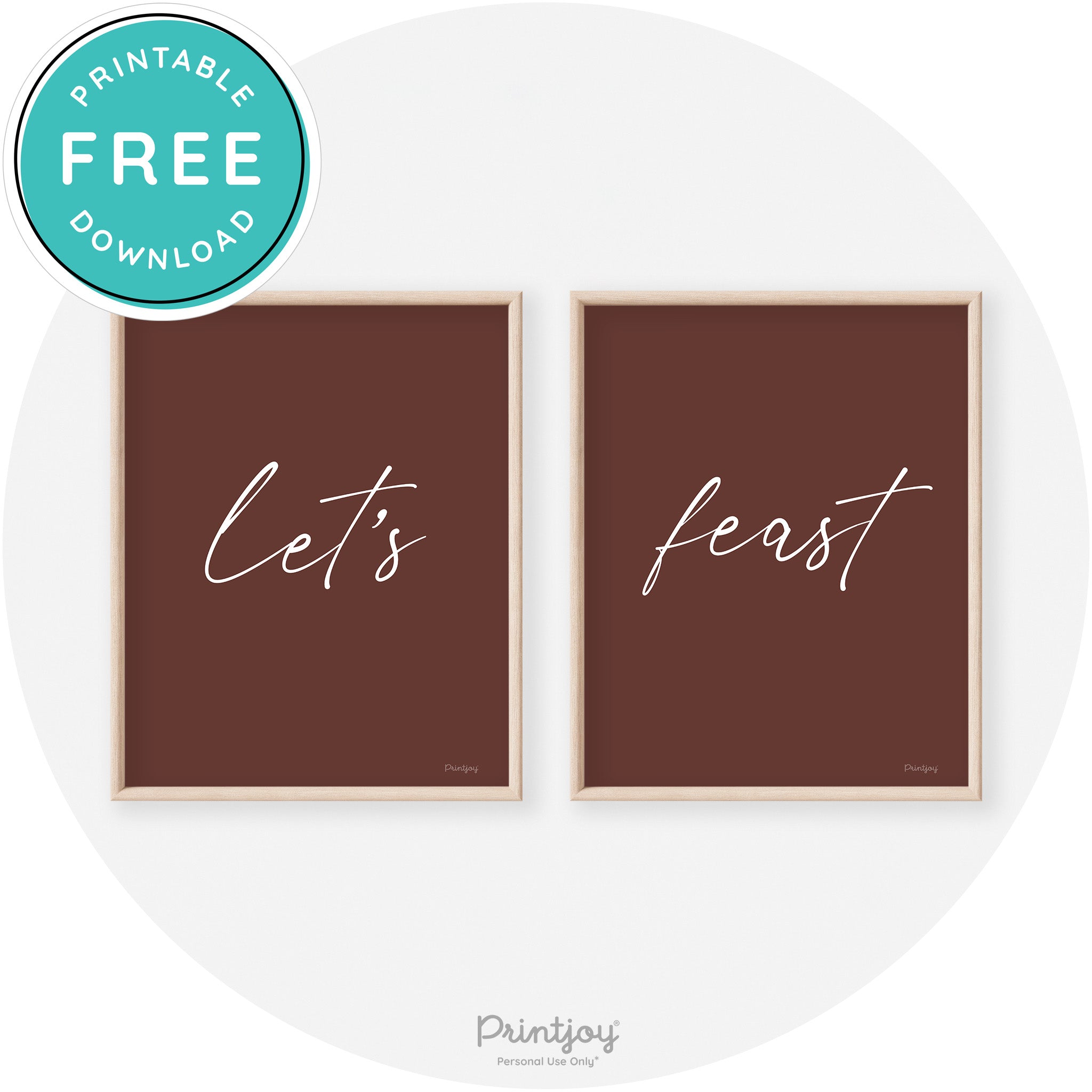 Let's Feast Set Of 2 Thanksgiving Transitional Wall Art Free Printable - Printjoy