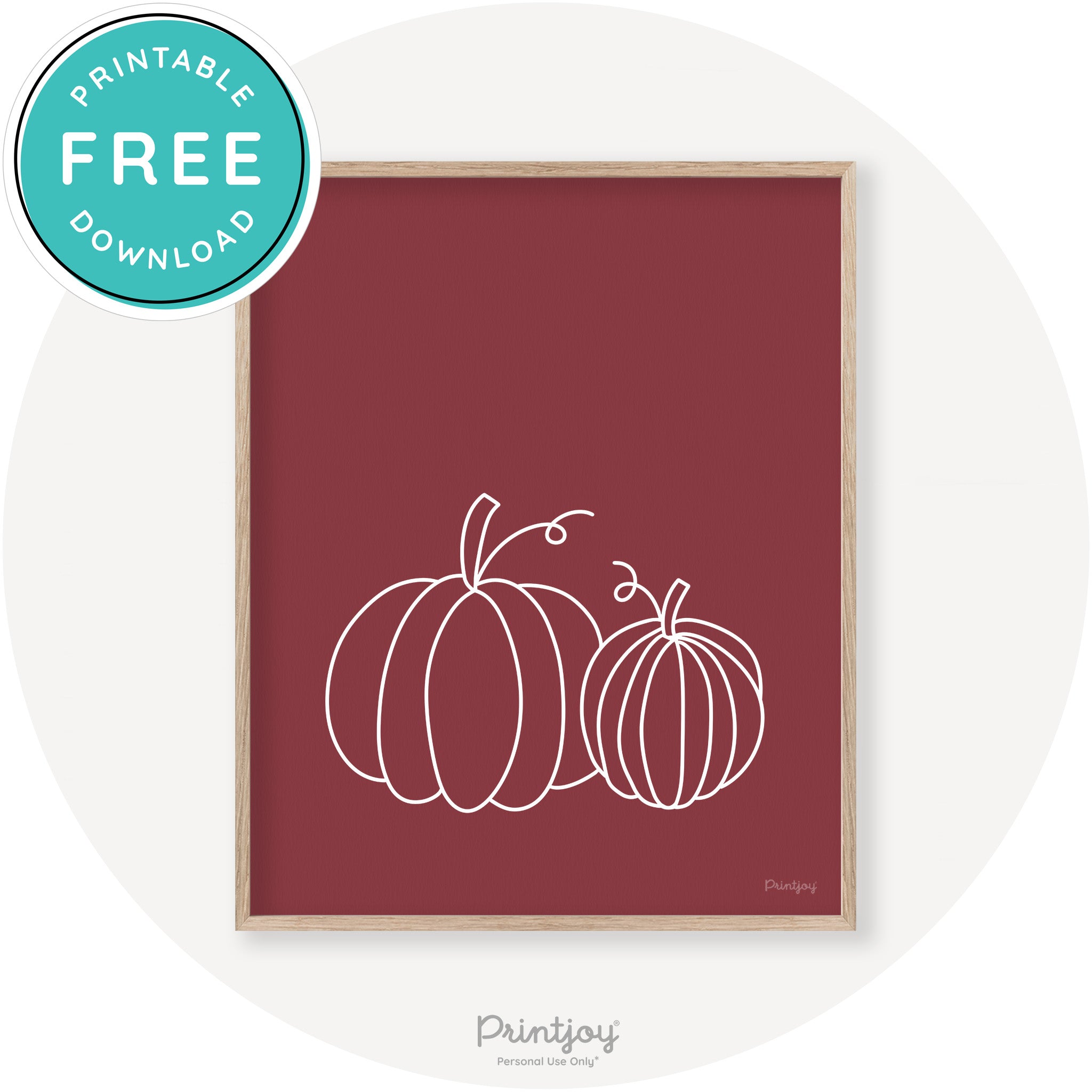Pumpkin Pair Line Art Cute Fall Modern Chic Wall Art Printable - Printjoy