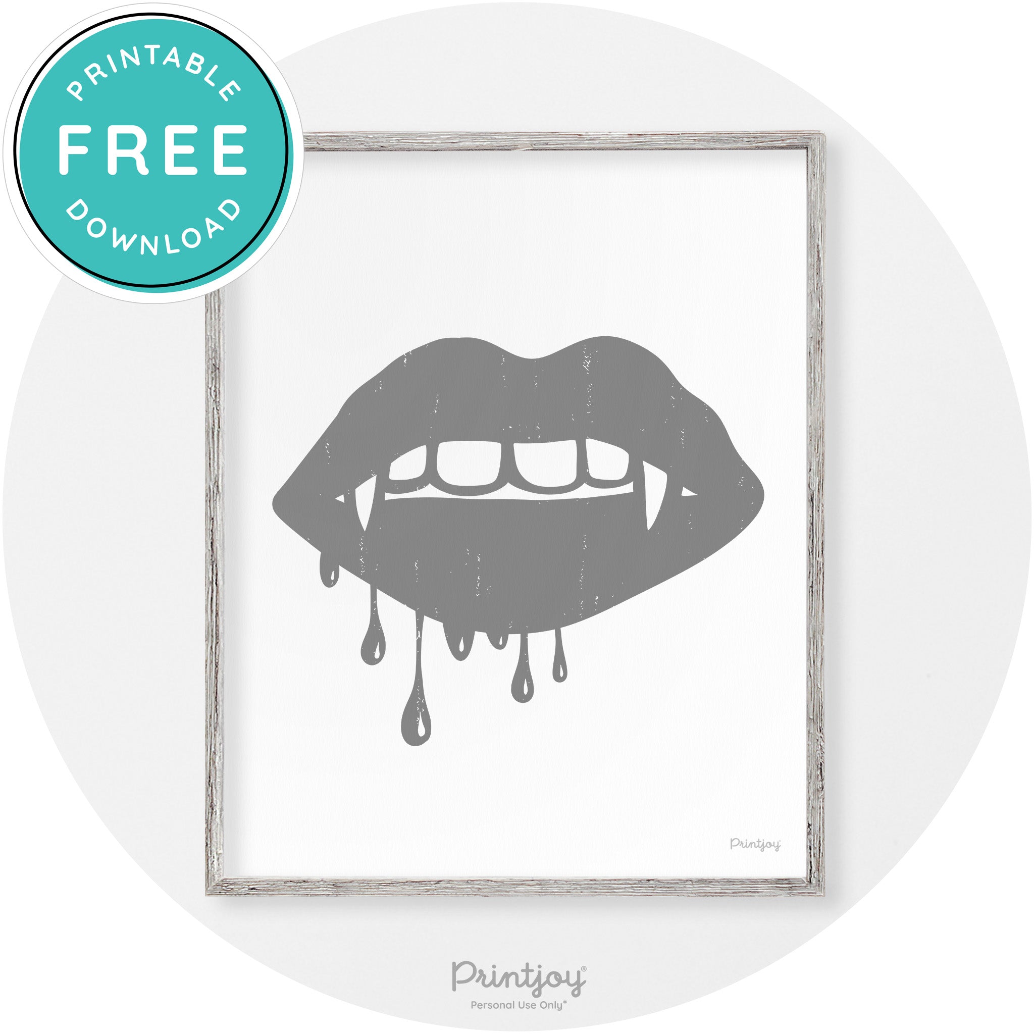 Dracula Fangs Teeth Modern Vintage Halloween Wall Art Free Printable - Printjoy