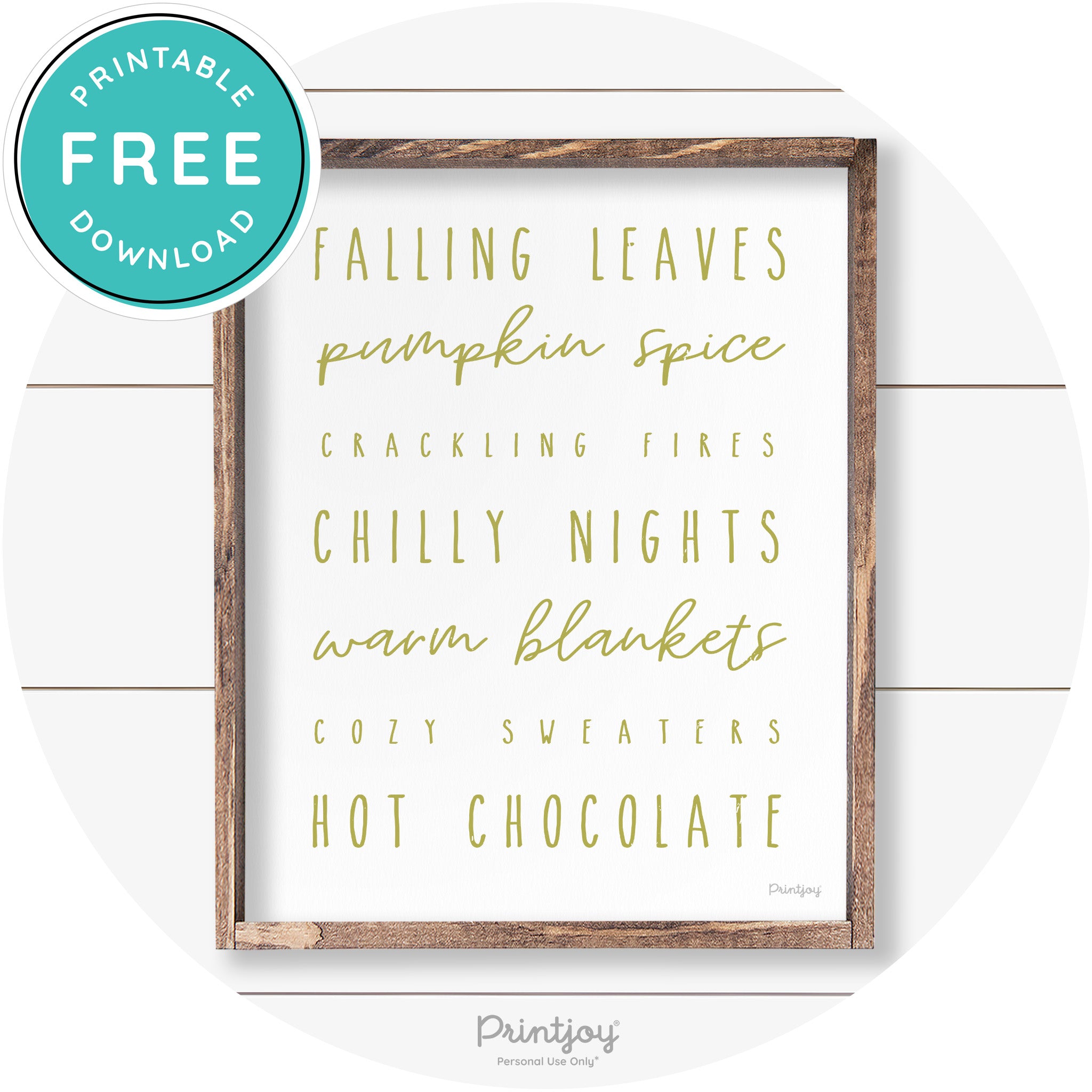 Fall Favorite Things Cute Farmhouse Autumn Wall Art Free Printable - Printjoy